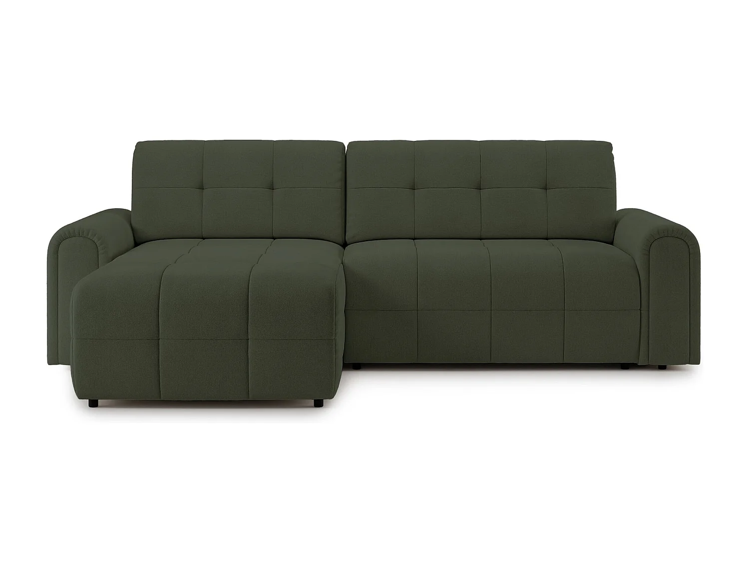 Ecksofa mit Schlaffunktion und Stauraum – links – Chenille – Olivgrün – SIMOLLA