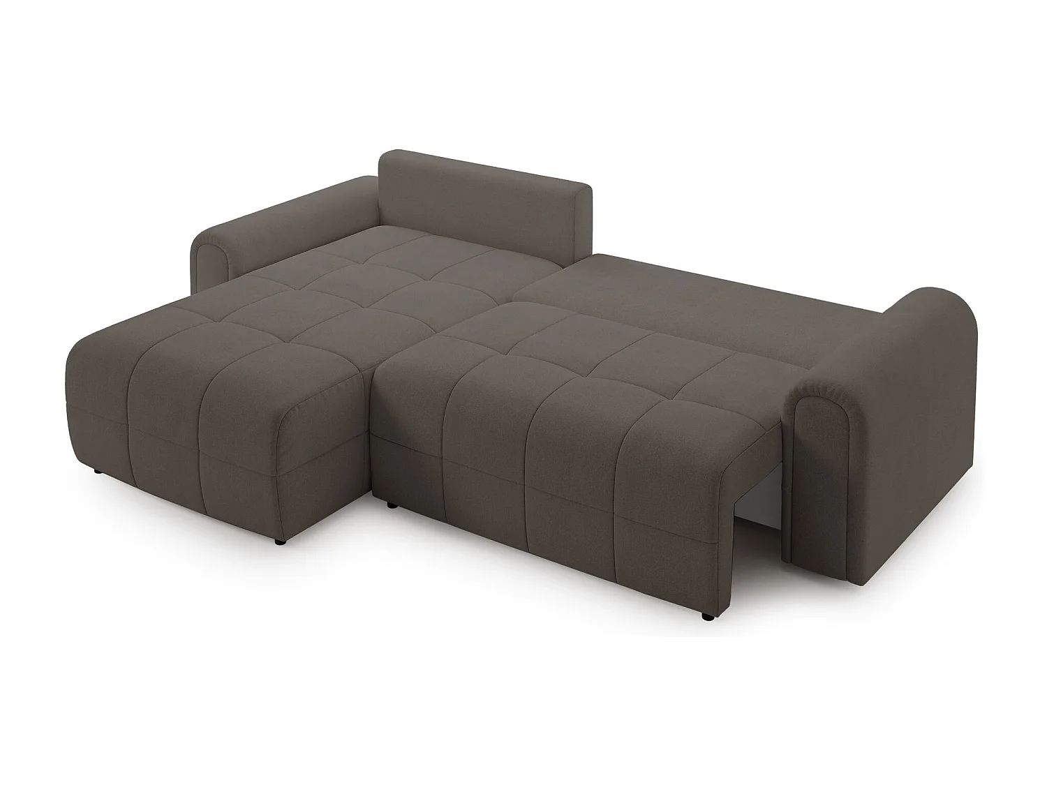 Ecksofa mit Schlaffunktion und Stauraum – links – Chenille – Taupe – SIMOLLA