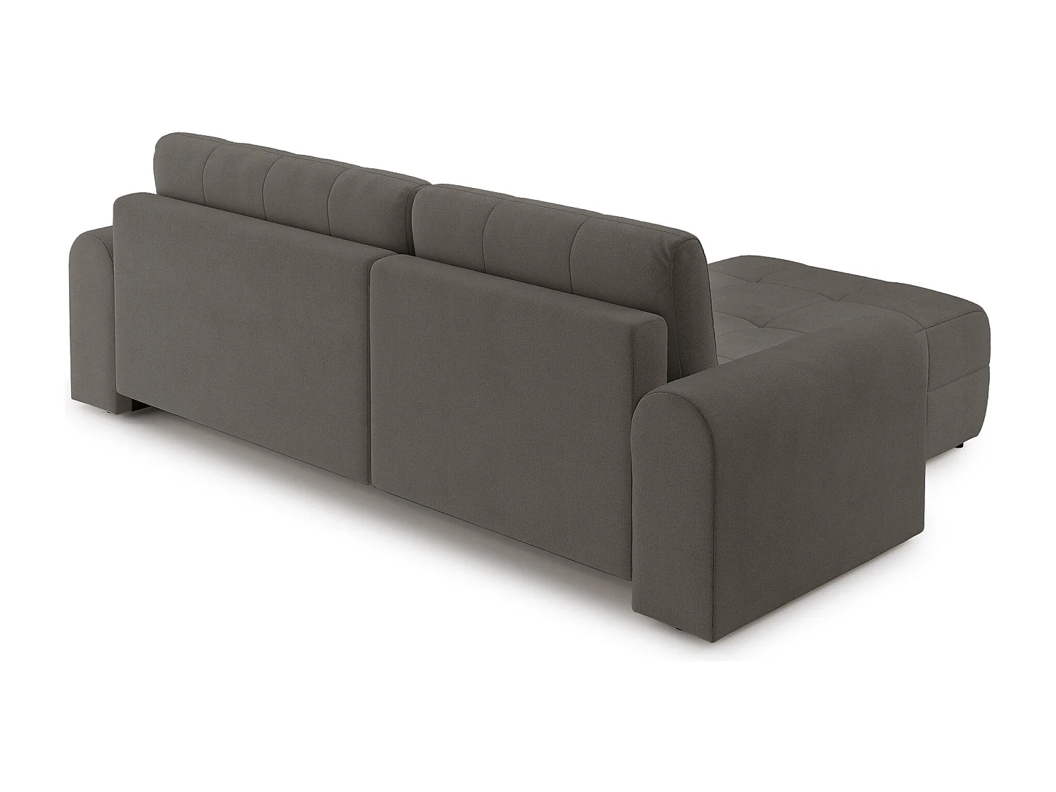 Ecksofa mit Schlaffunktion und Stauraum – links – Chenille – Taupe – SIMOLLA