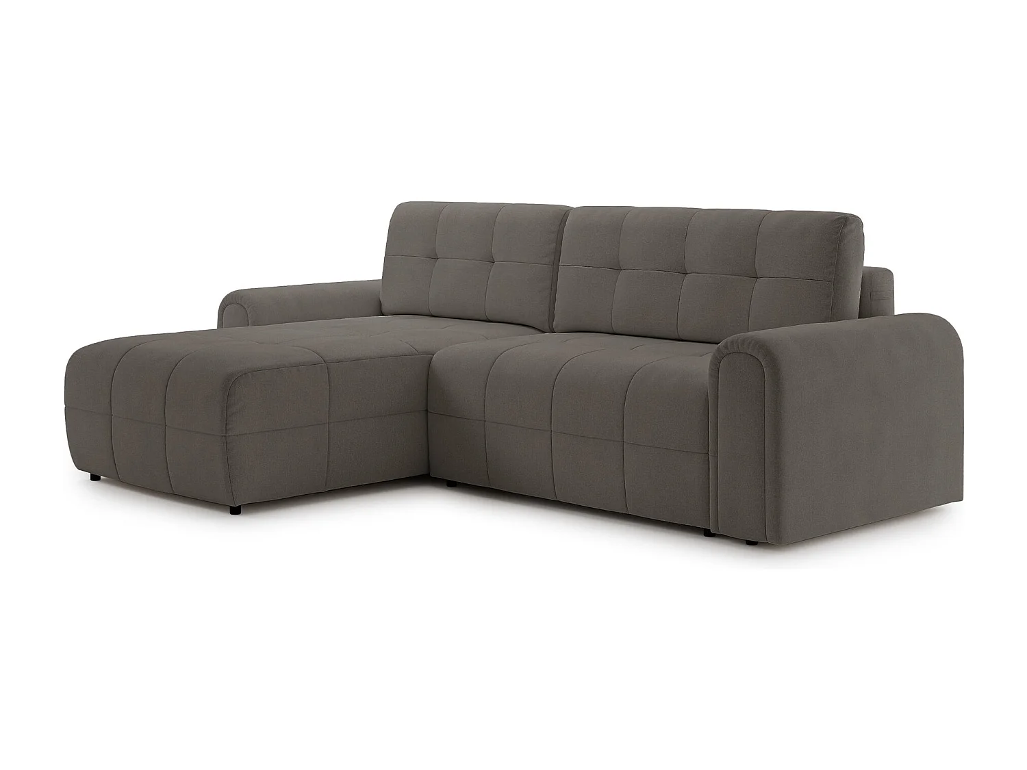 Canapé d’angle – convertible – méridienne – côté gauche – taupe – en chenille – SIMOLLA