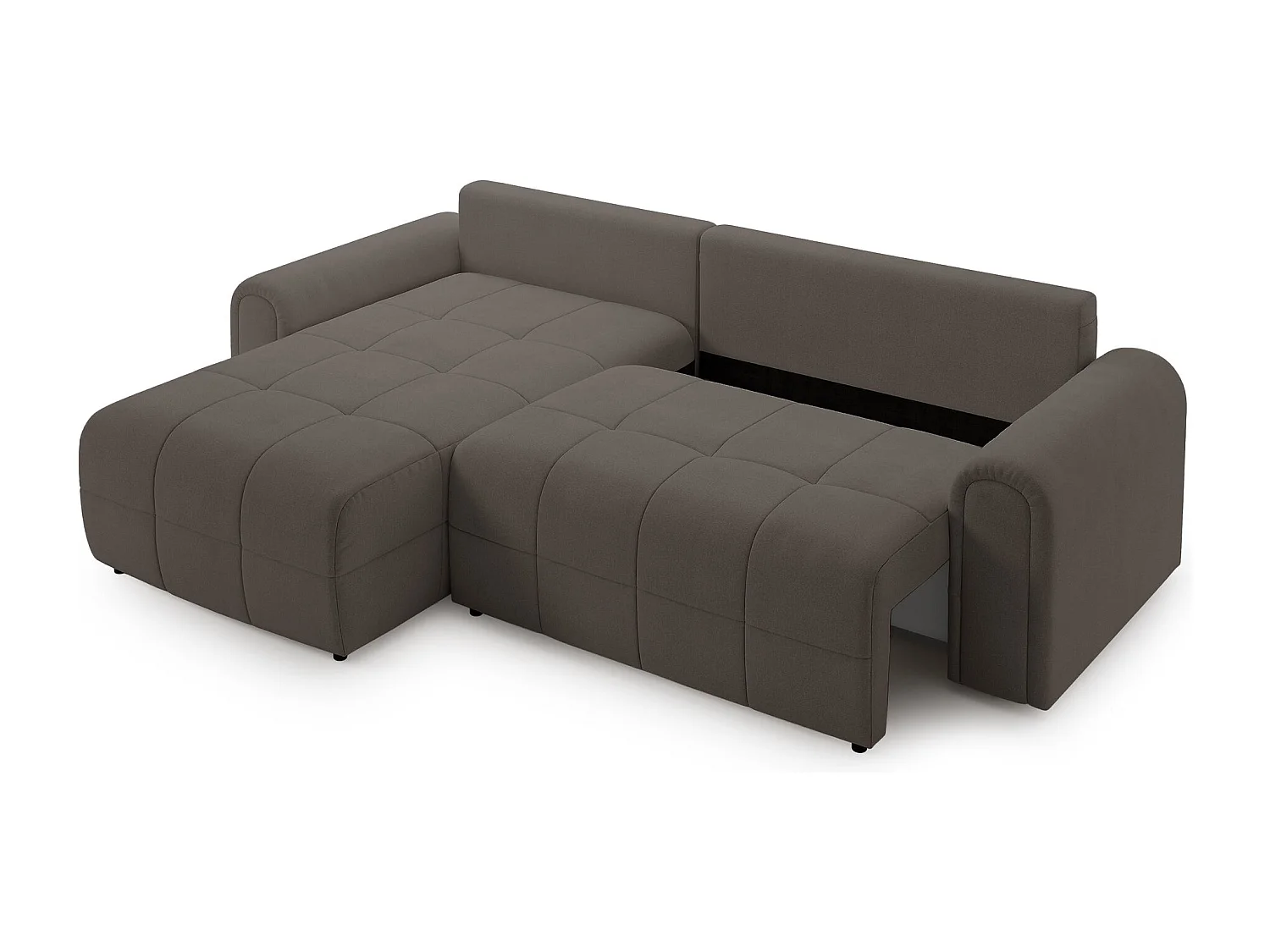 Canapé d’angle – convertible – méridienne – côté gauche – taupe – en chenille – SIMOLLA