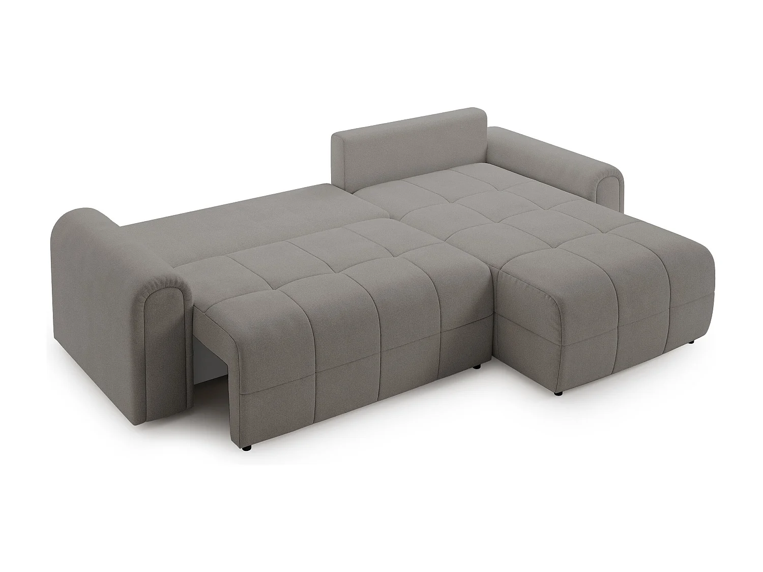 Ecksofa mit Schlaffunktion und Stauraum – rechts – Chenille – Greige – SIMOLLA