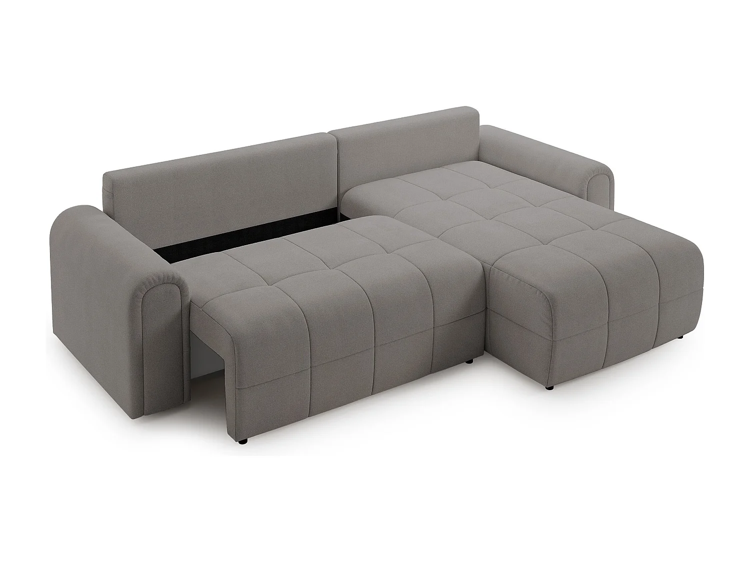 Canapé d’angle – convertible – méridienne – côté droit – grège – en chenille – SIMOLLA