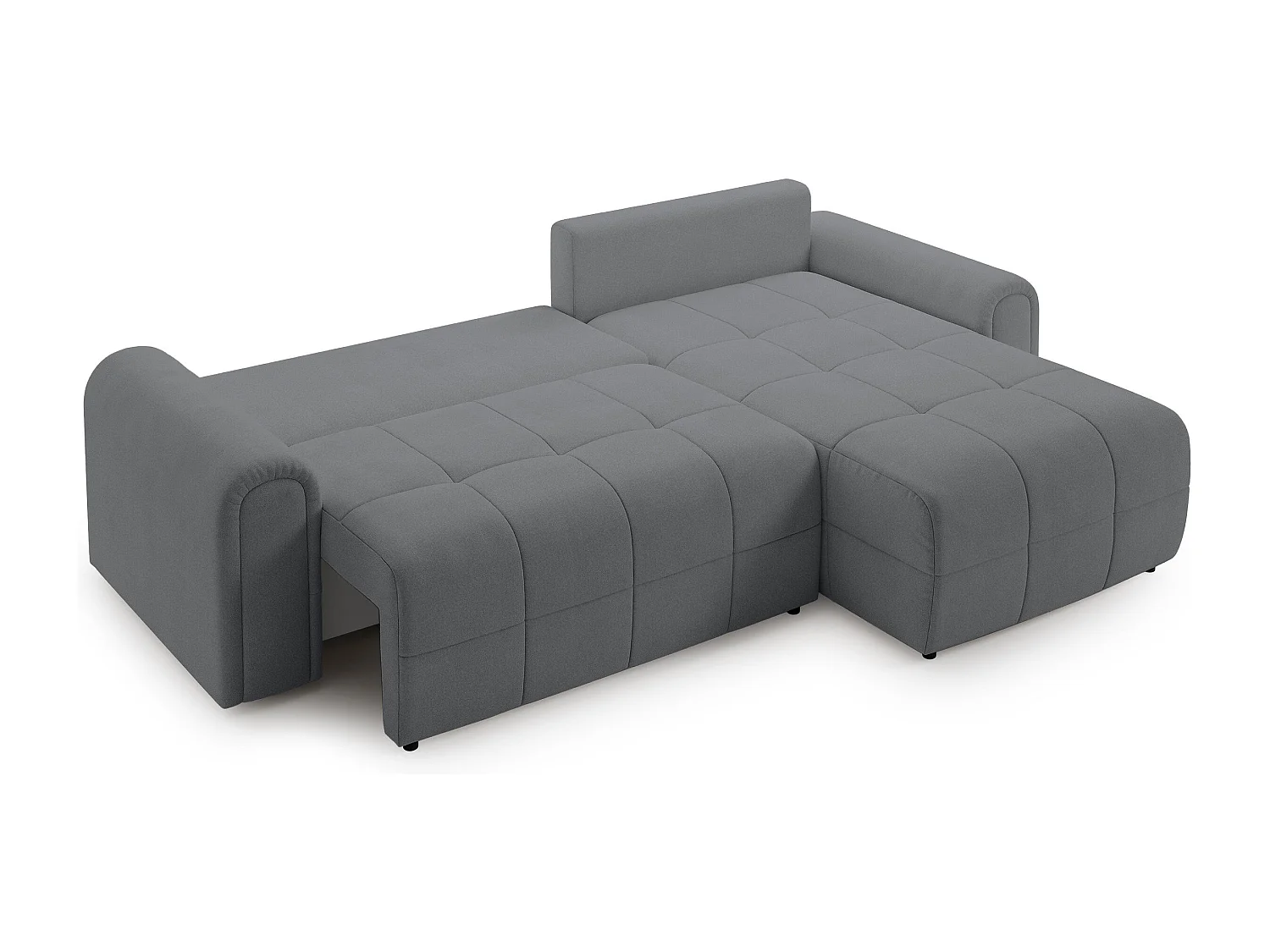 Ecksofa mit Schlaffunktion und Stauraum – rechts – Chenille – Grau – SIMOLLA