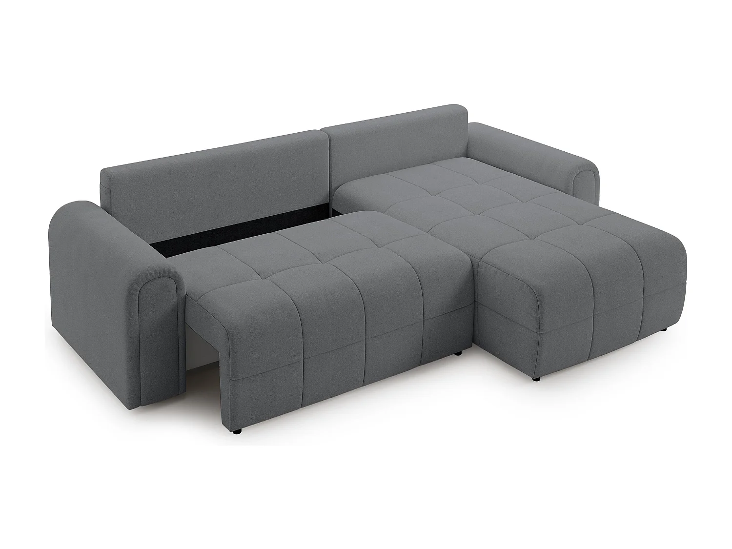 Ecksofa mit Schlaffunktion und Stauraum – rechts – Chenille – Grau – SIMOLLA