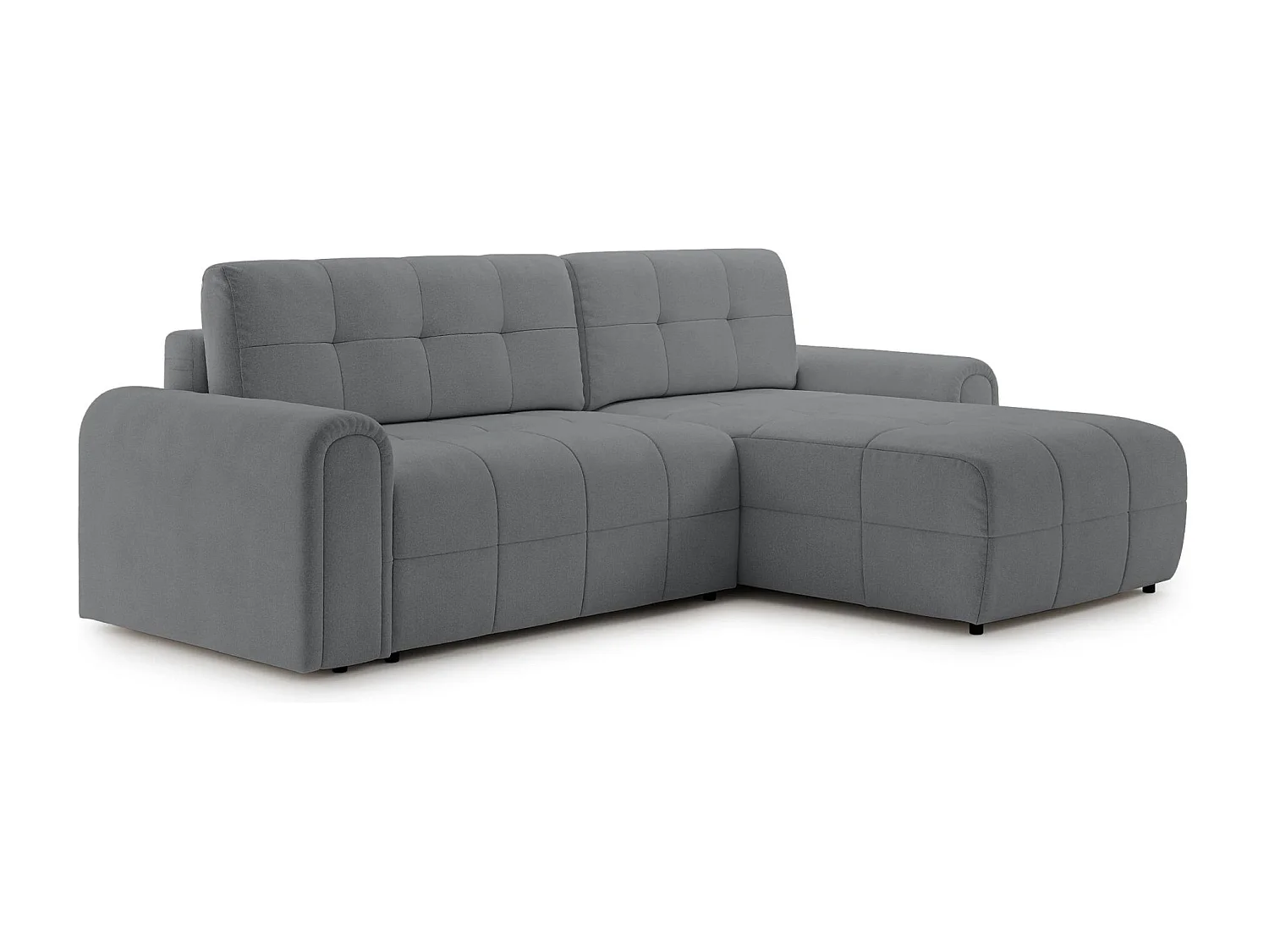 Canapé d’angle – convertible – méridienne – côté droit – gris – en chenille – SIMOLLA