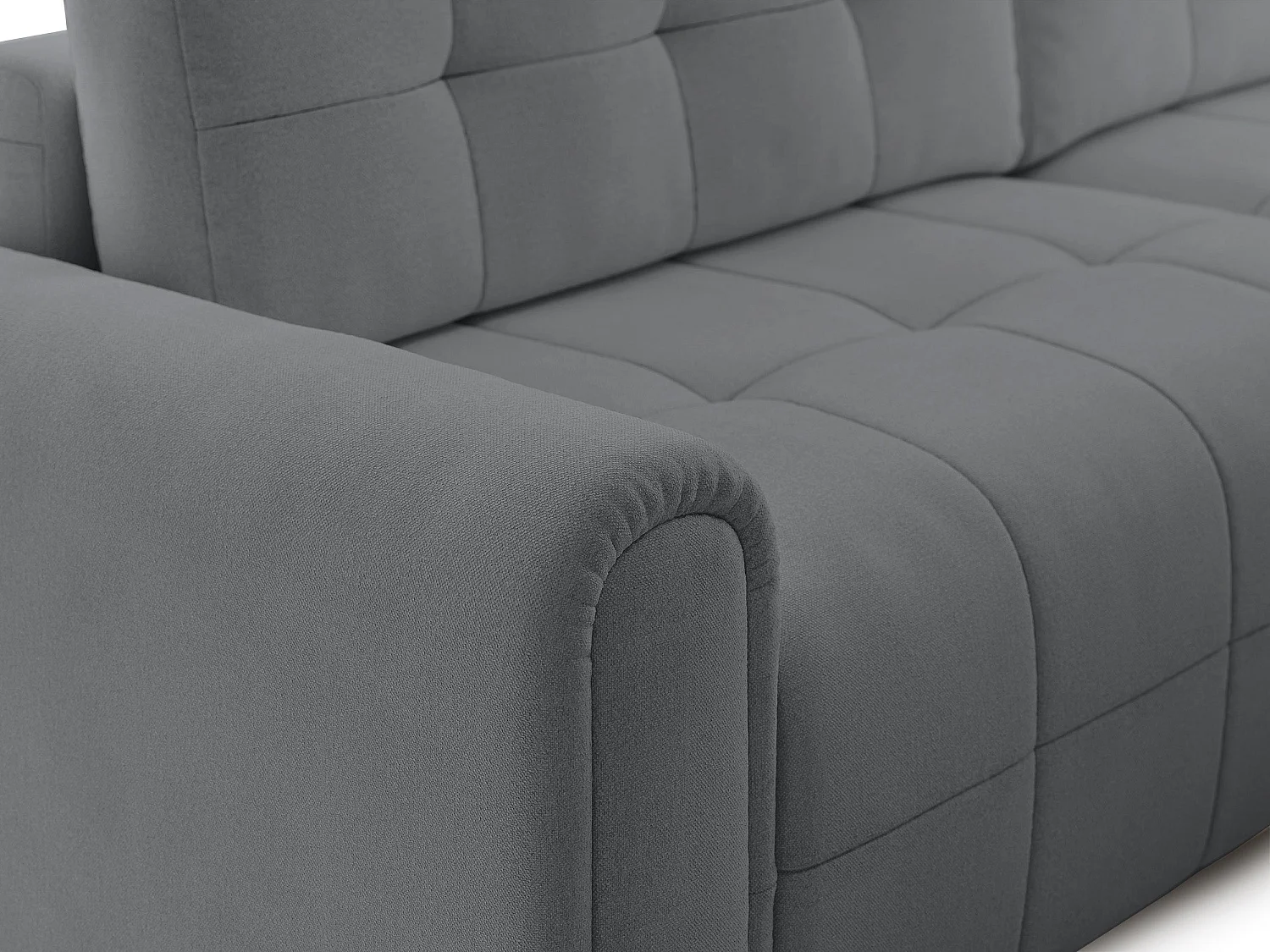 Canapé d’angle – convertible – méridienne – côté droit – gris – en chenille – SIMOLLA