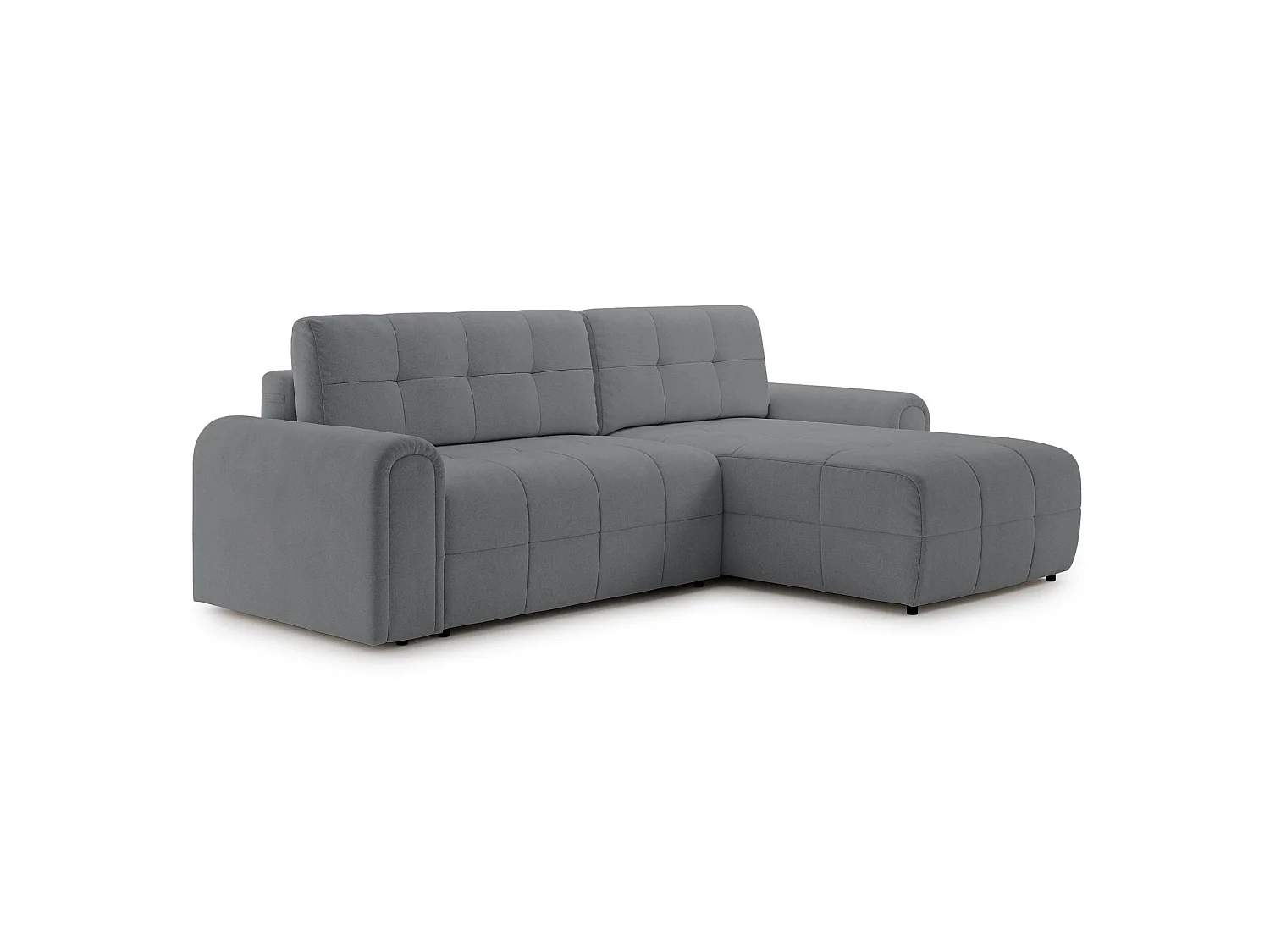 Canapé d’angle – convertible – méridienne – côté droit – gris – en chenille – SIMOLLA