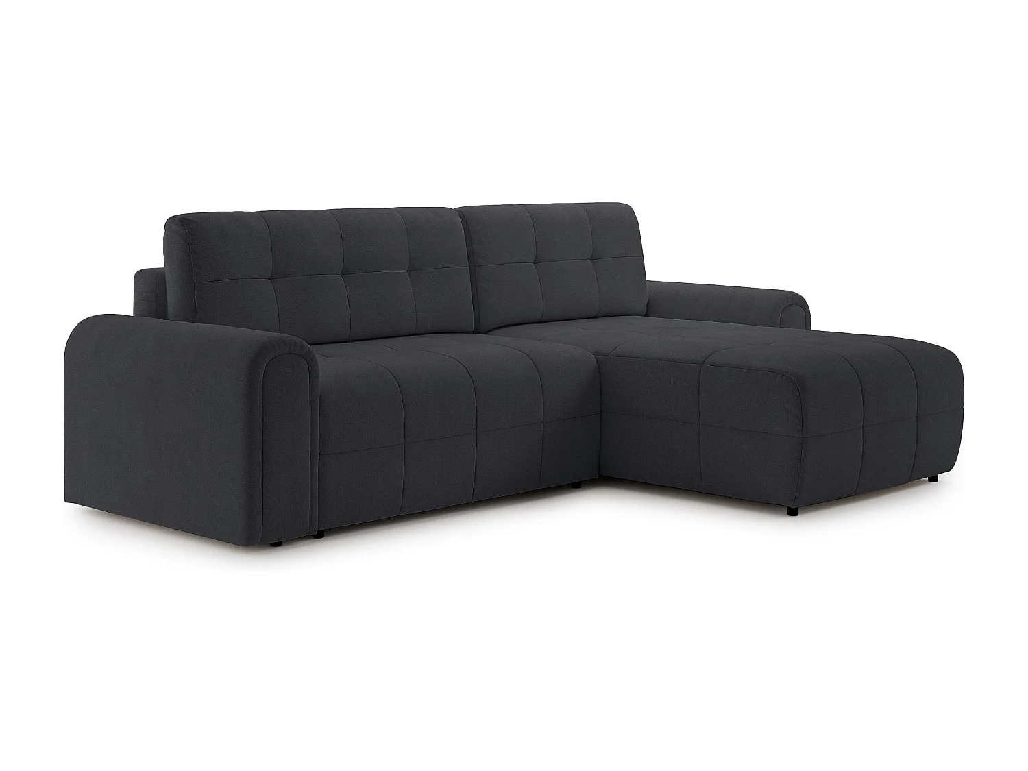 Ecksofa mit Schlaffunktion und Stauraum – rechts – Chenille – Anthrazit – SIMOLLA