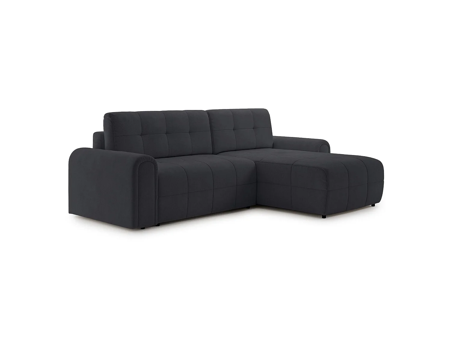 Canapé d’angle – convertible – méridienne – côté droit – anthracite – en chenille – SIMOLLA