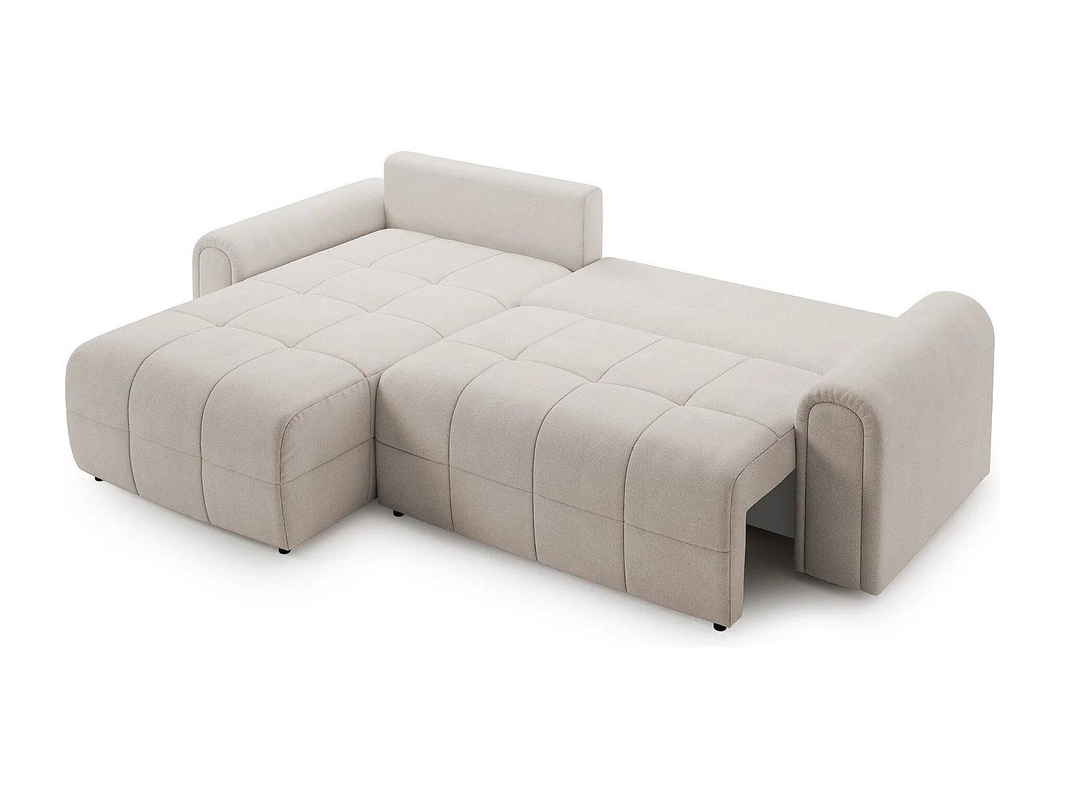 Ecksofa mit Schlaffunktion und Stauraum – links – Chenille – Creme – SIMOLLA