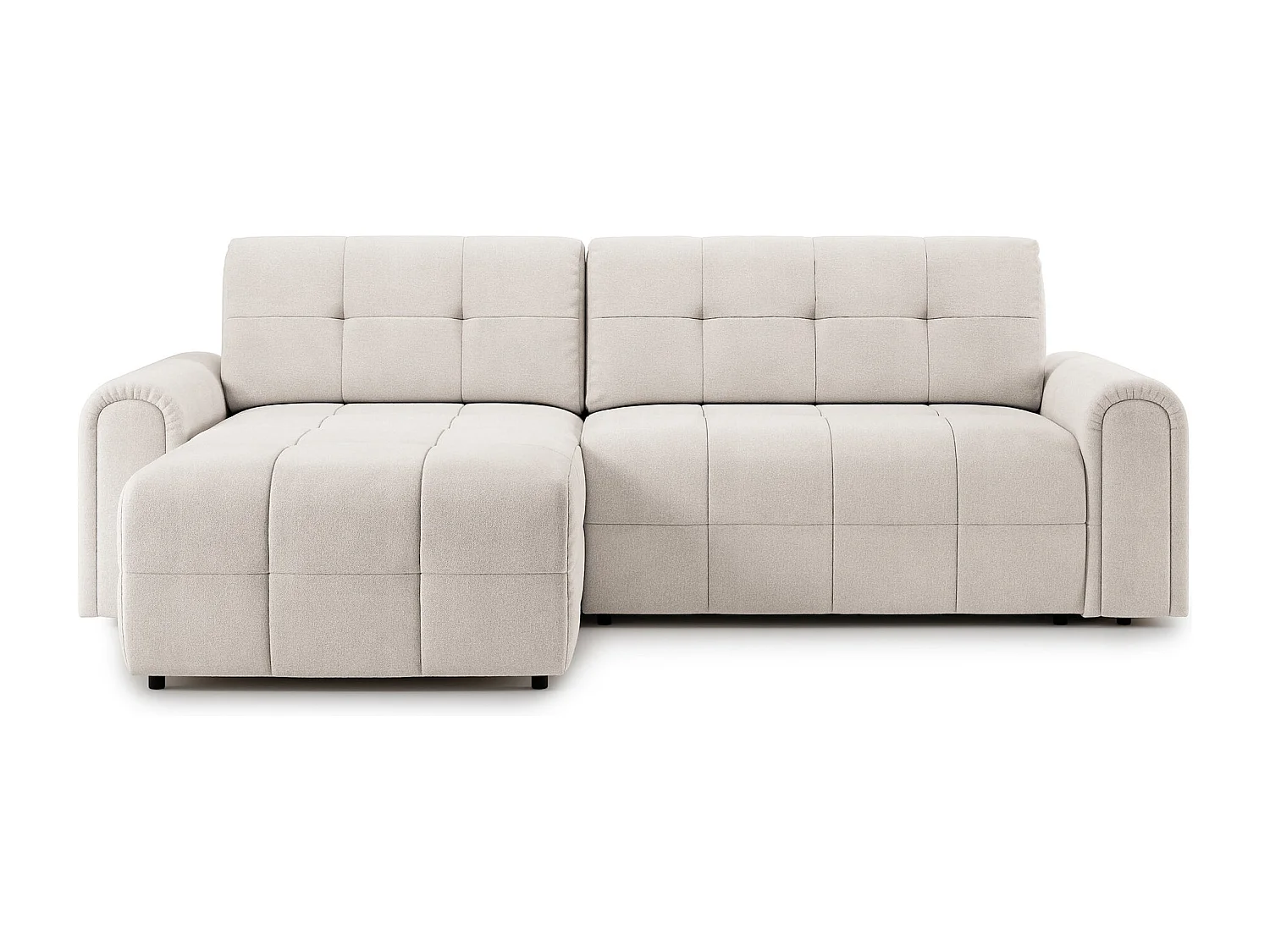 Ecksofa mit Schlaffunktion und Stauraum – links – Chenille – Creme – SIMOLLA