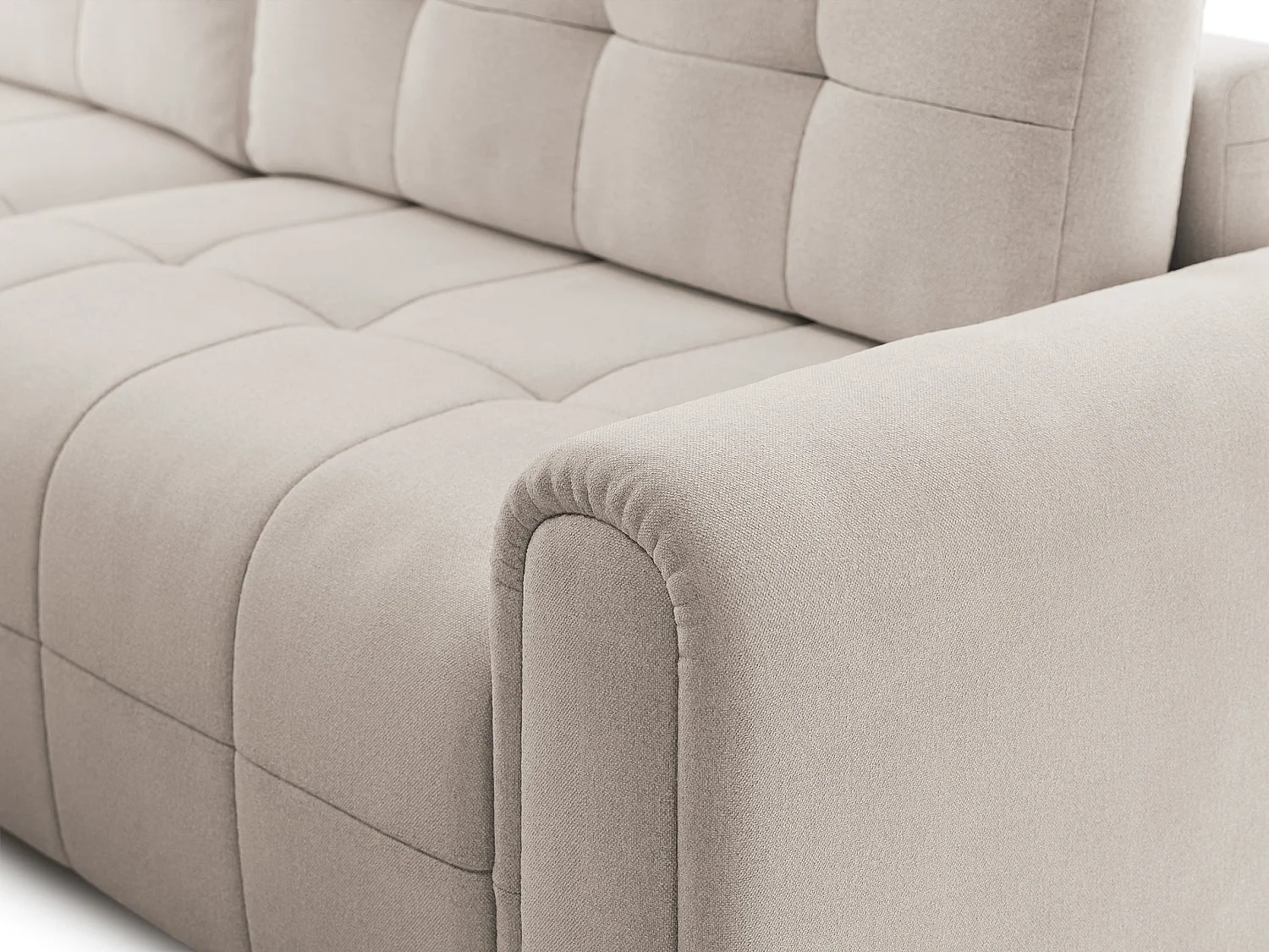 Ecksofa mit Schlaffunktion und Stauraum – links – Chenille – Creme – SIMOLLA