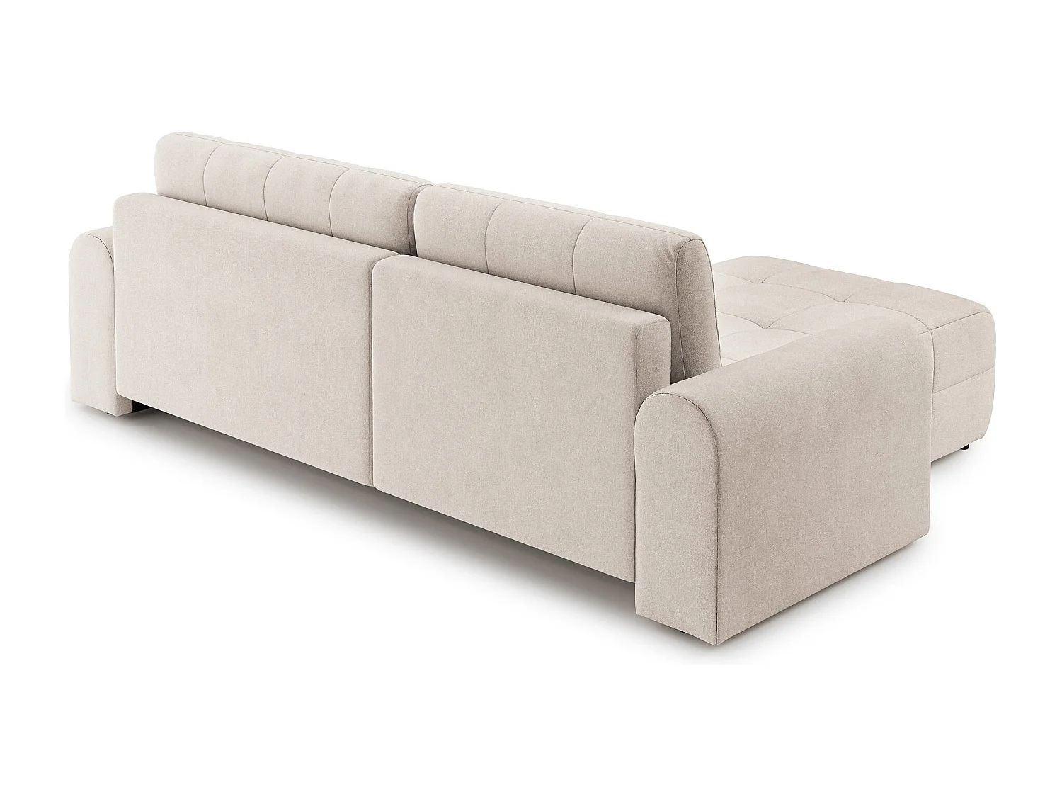 Ecksofa mit Schlaffunktion und Stauraum – links – Chenille – Creme – SIMOLLA