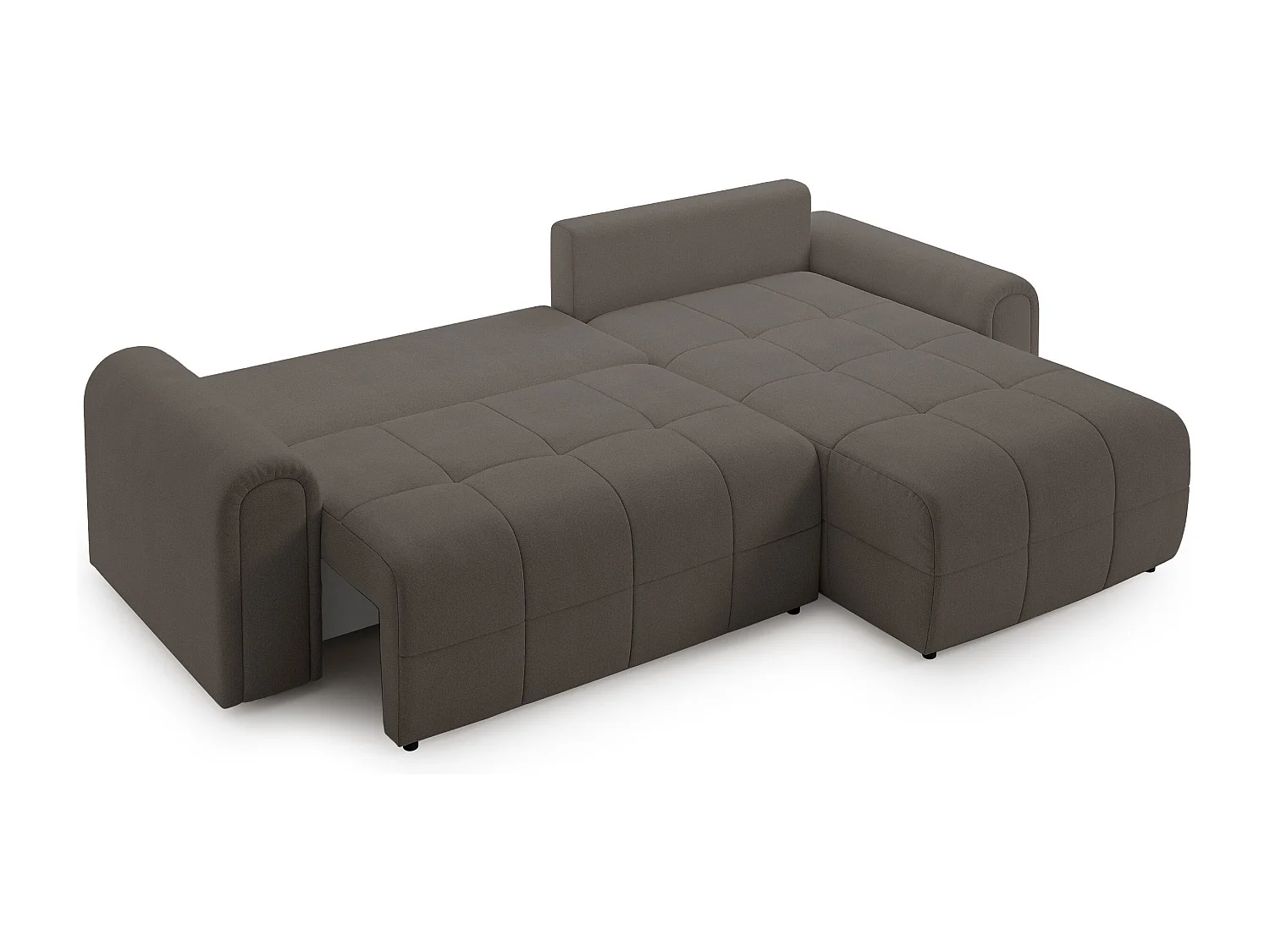 Ecksofa mit Schlaffunktion und Stauraum – rechts – Chenille – Taupe – SIMOLLA