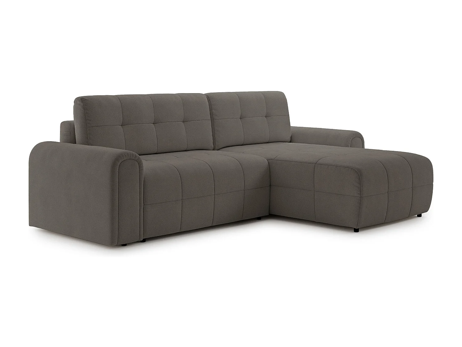 Ecksofa mit Schlaffunktion und Stauraum – rechts – Chenille – Taupe – SIMOLLA