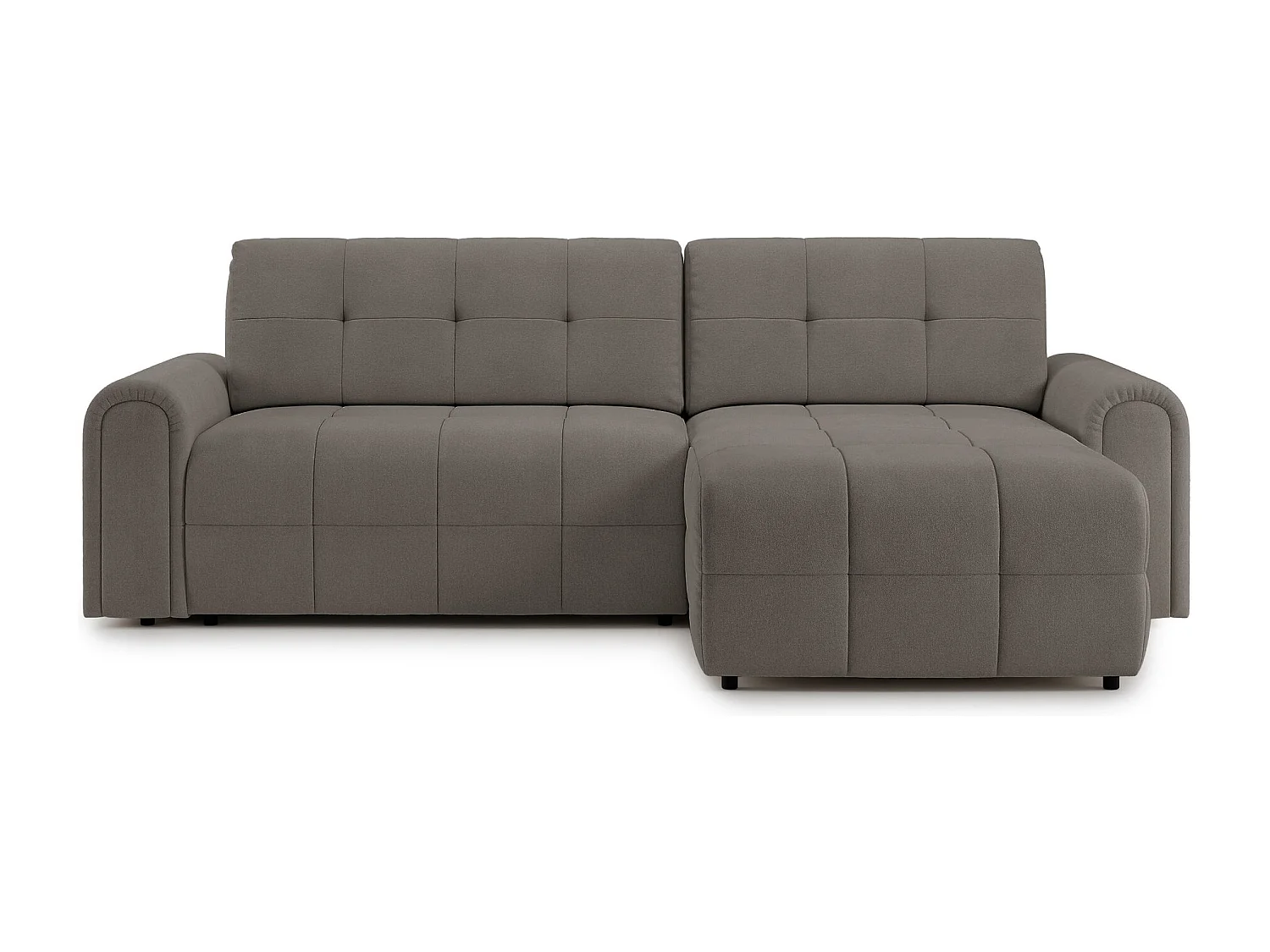 Ecksofa mit Schlaffunktion und Stauraum – rechts – Chenille – Taupe – SIMOLLA