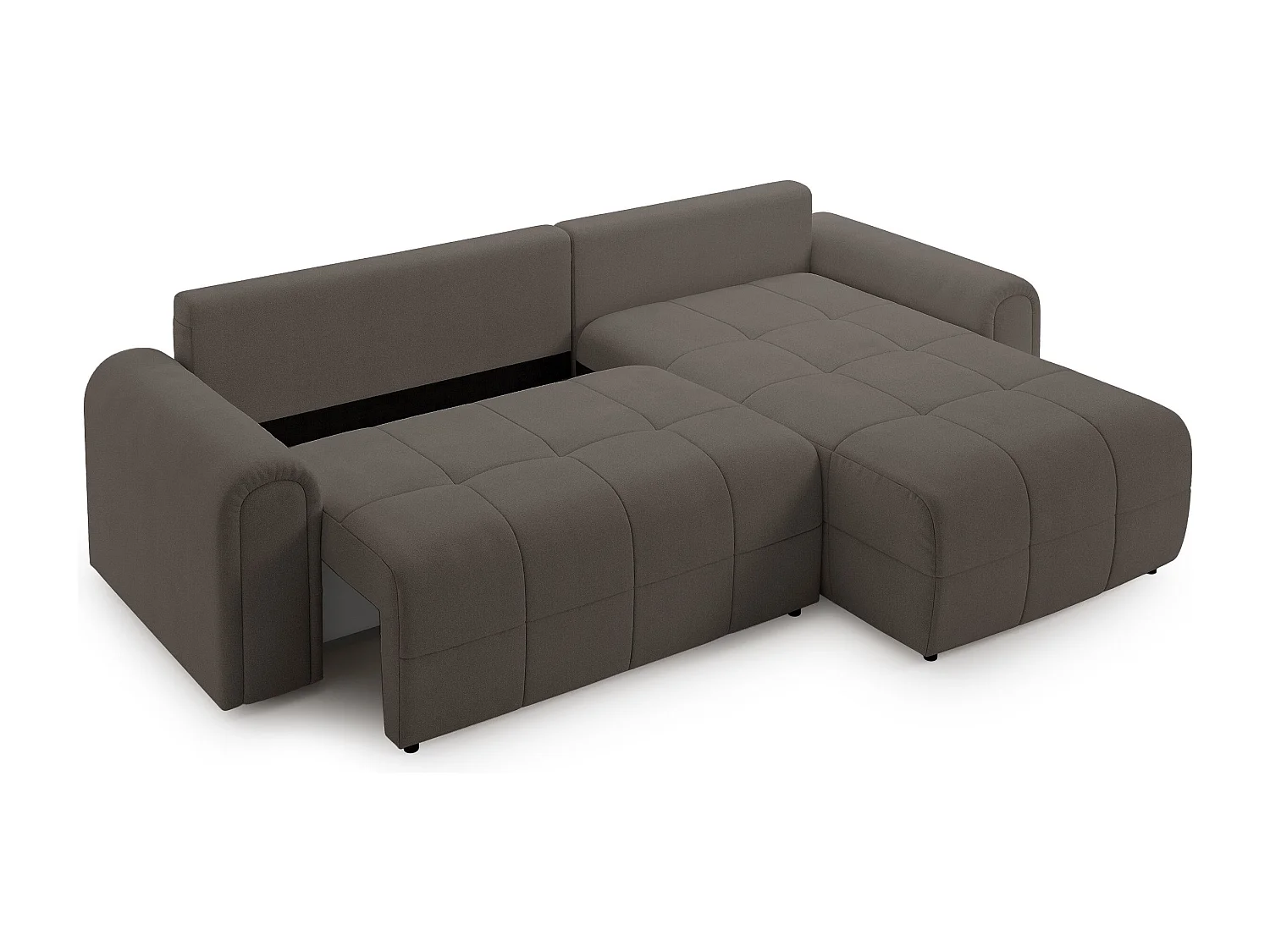 Ecksofa mit Schlaffunktion und Stauraum – rechts – Chenille – Taupe – SIMOLLA