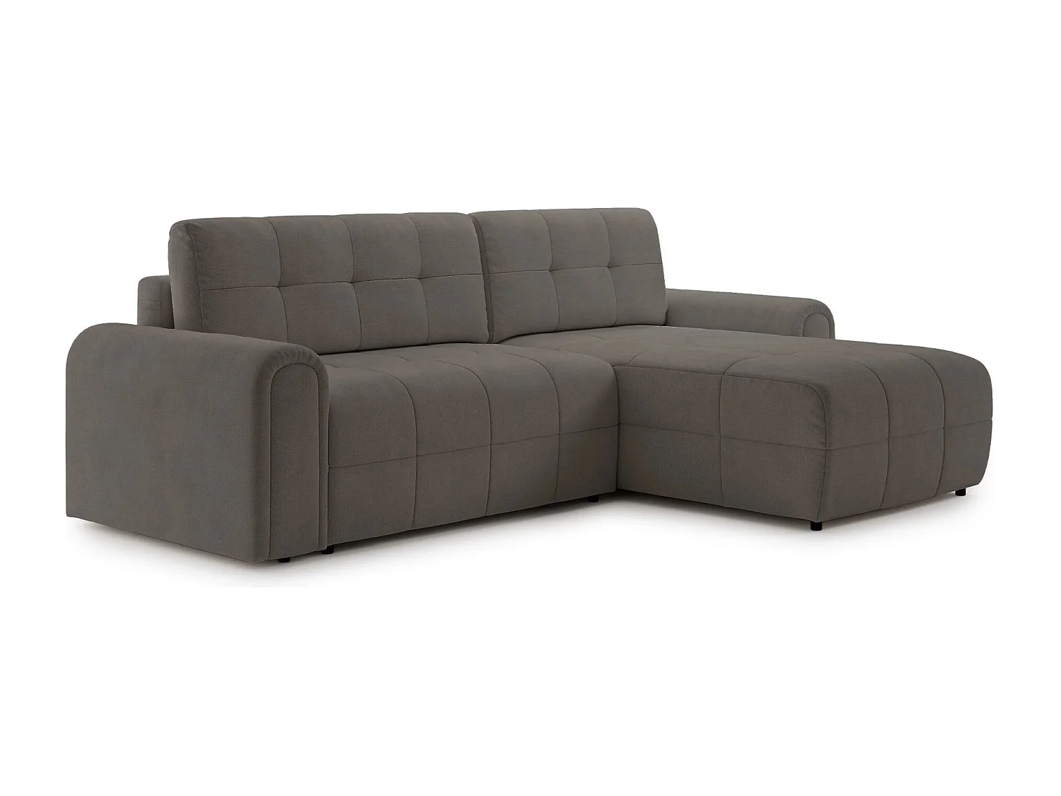 Canapé d’angle – convertible – méridienne – côté droit – taupe – en chenille – SIMOLLA