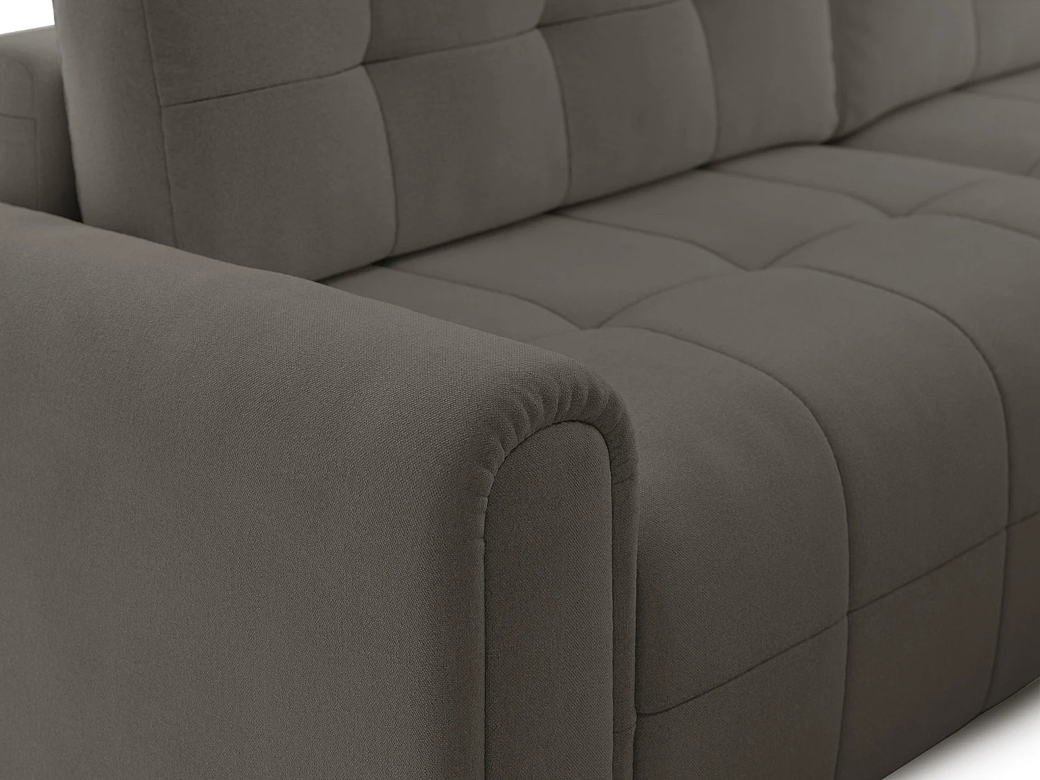 Canapé d’angle – convertible – méridienne – côté droit – taupe – en chenille – SIMOLLA