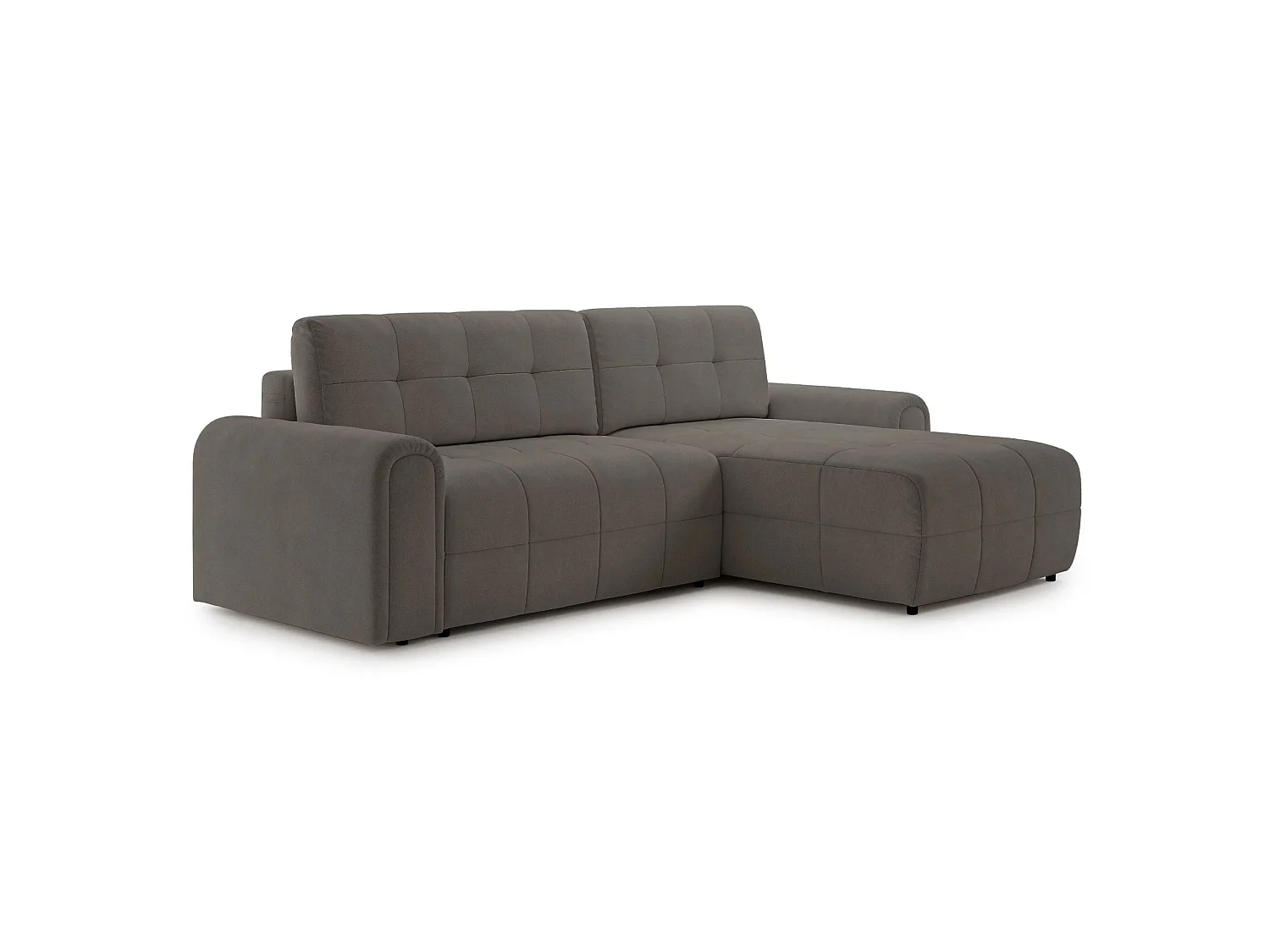 Canapé d’angle – convertible – méridienne – côté droit – taupe – en chenille – SIMOLLA