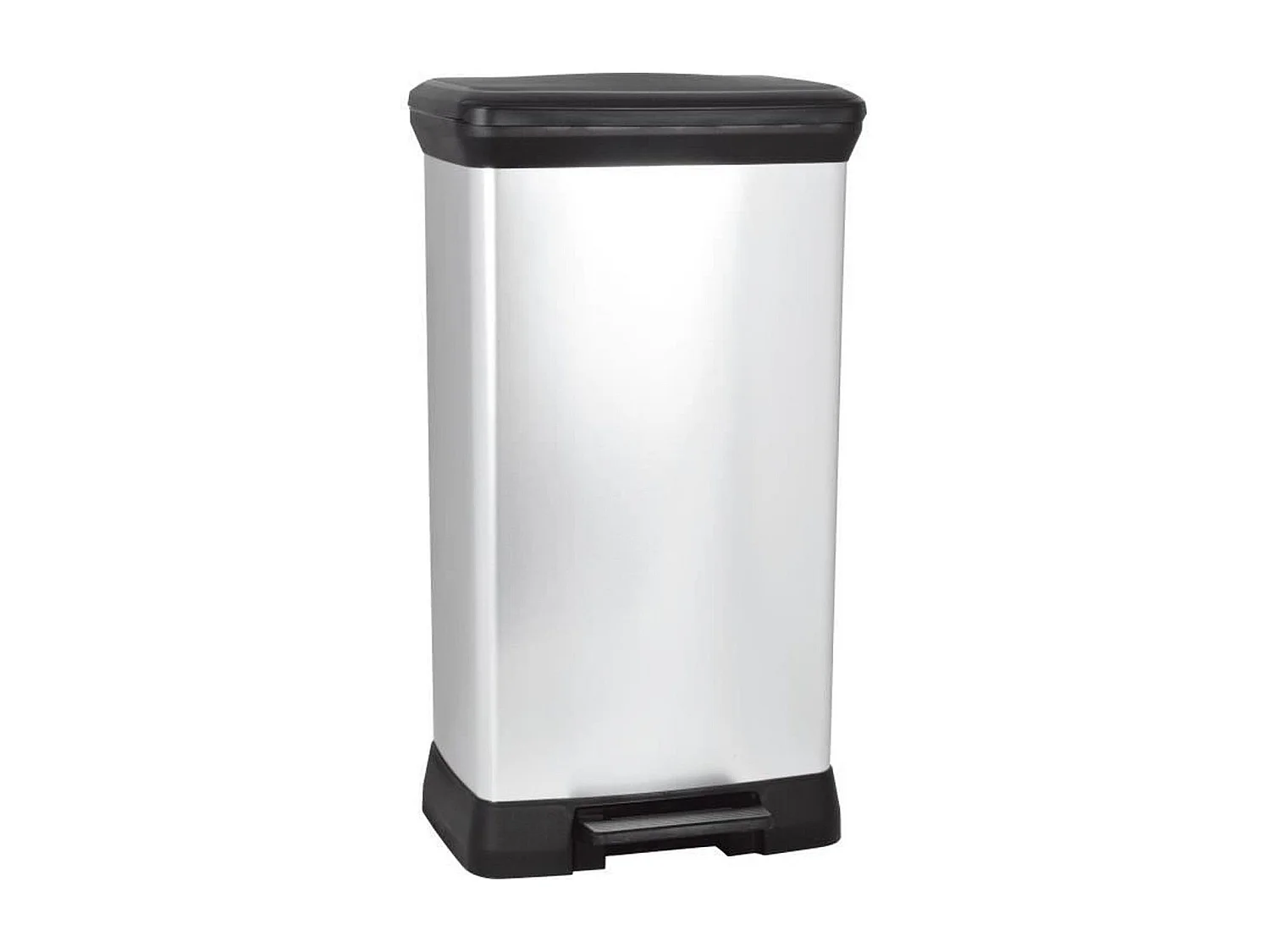 Poubelle à pédale 50 litres - Aspect métal - Plastique recyclé