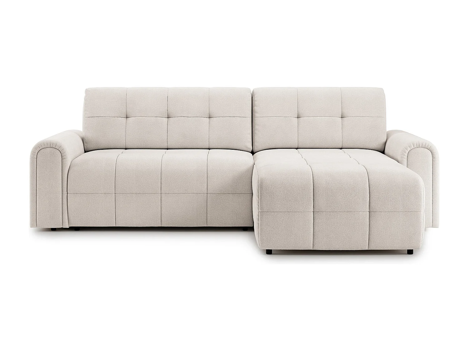 Ecksofa mit Schlaffunktion und Stauraum – rechts – Chenille – Creme – SIMOLLA