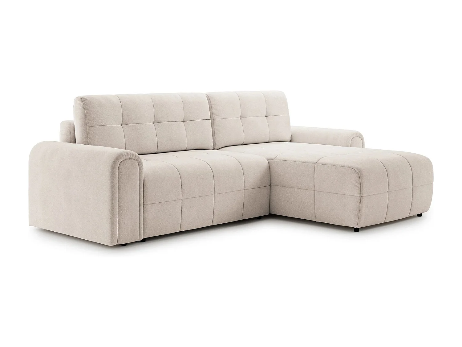 Canapé d’angle – convertible – méridienne – côté droit – crème – en chenille – SIMOLLA