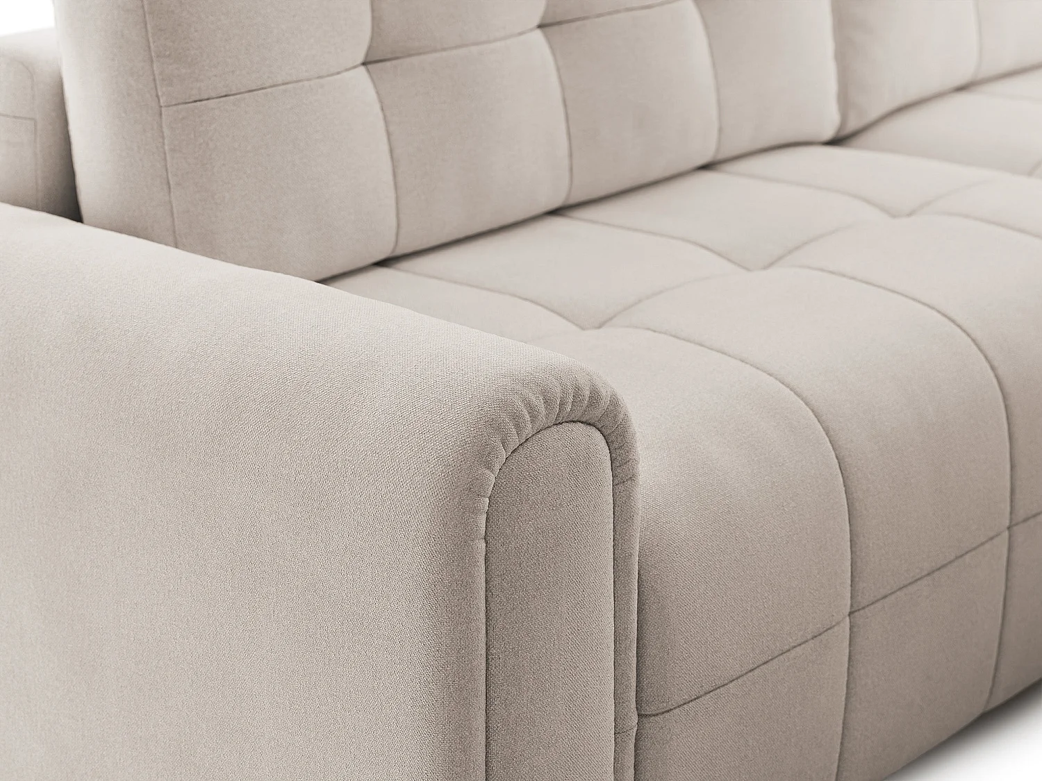 Canapé d’angle – convertible – méridienne – côté droit – crème – en chenille – SIMOLLA