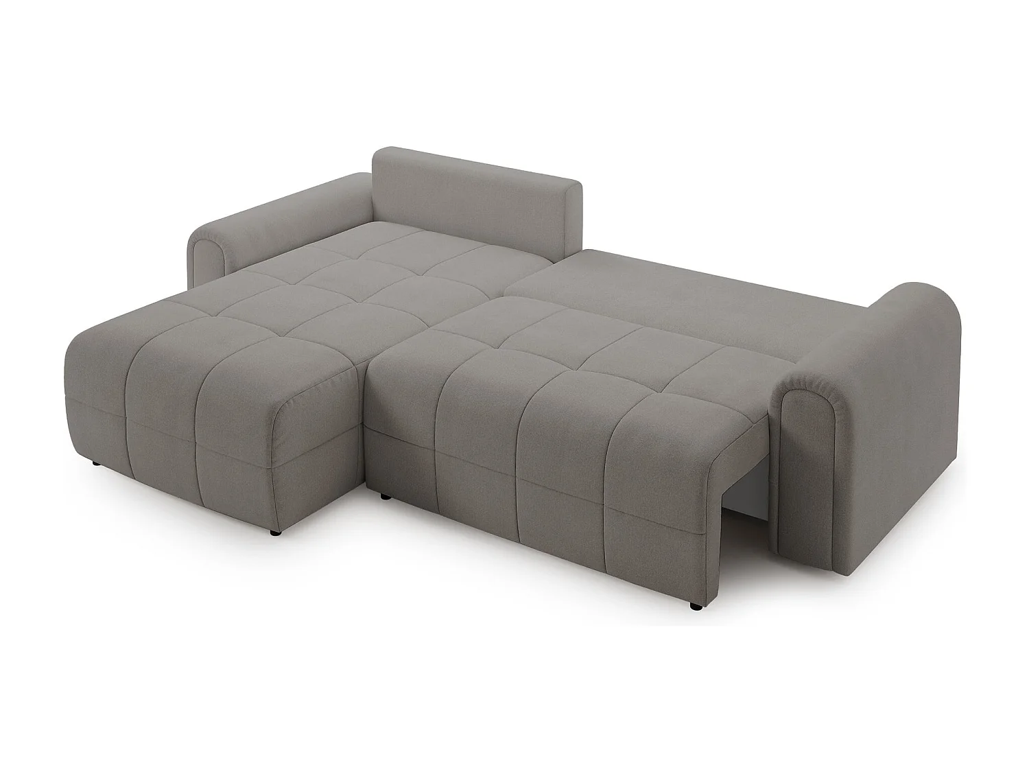 Ecksofa mit Schlaffunktion und Stauraum – links – Chenille – Greige – SIMOLLA