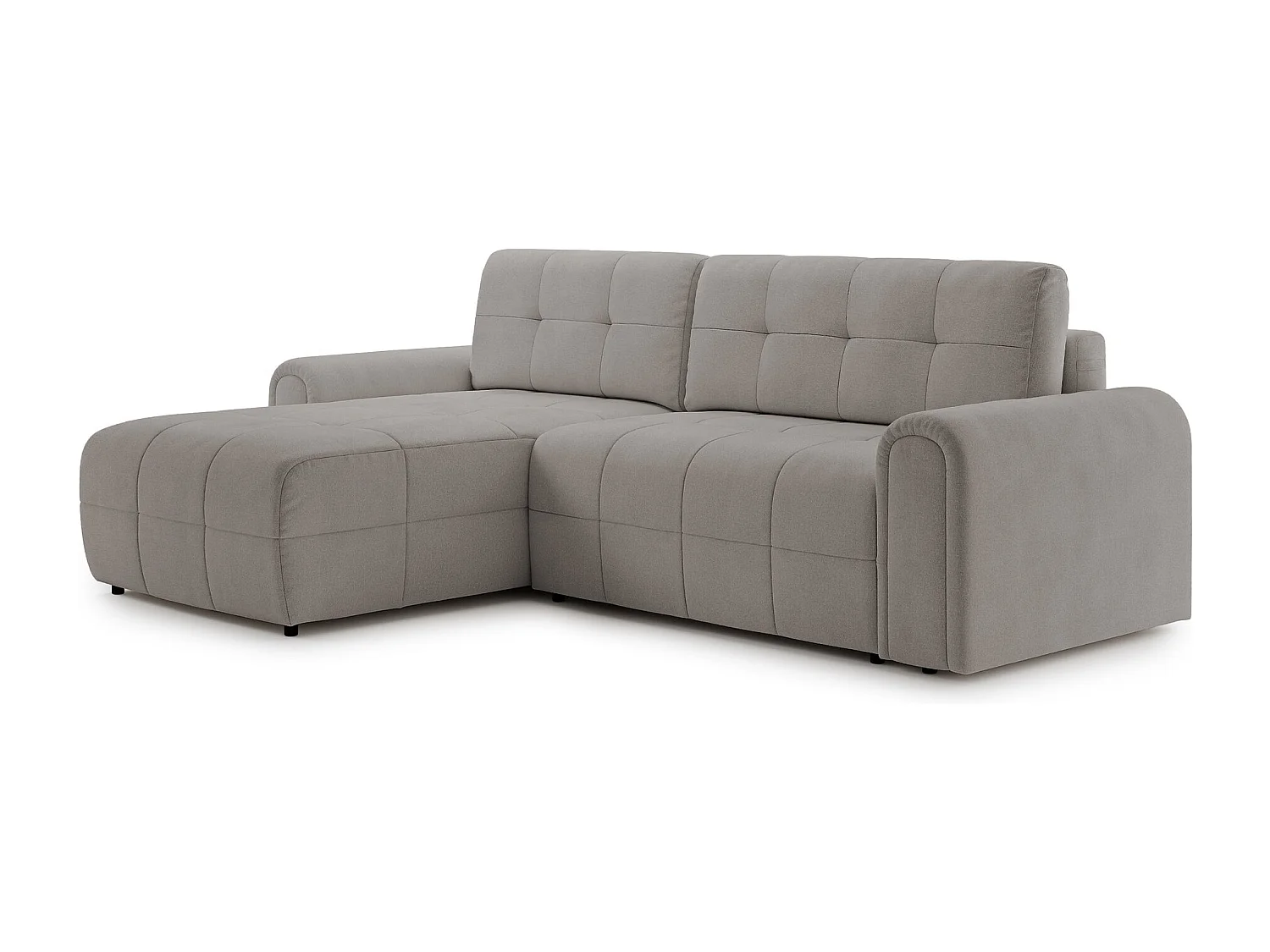 Ecksofa mit Schlaffunktion und Stauraum – links – Chenille – Greige – SIMOLLA