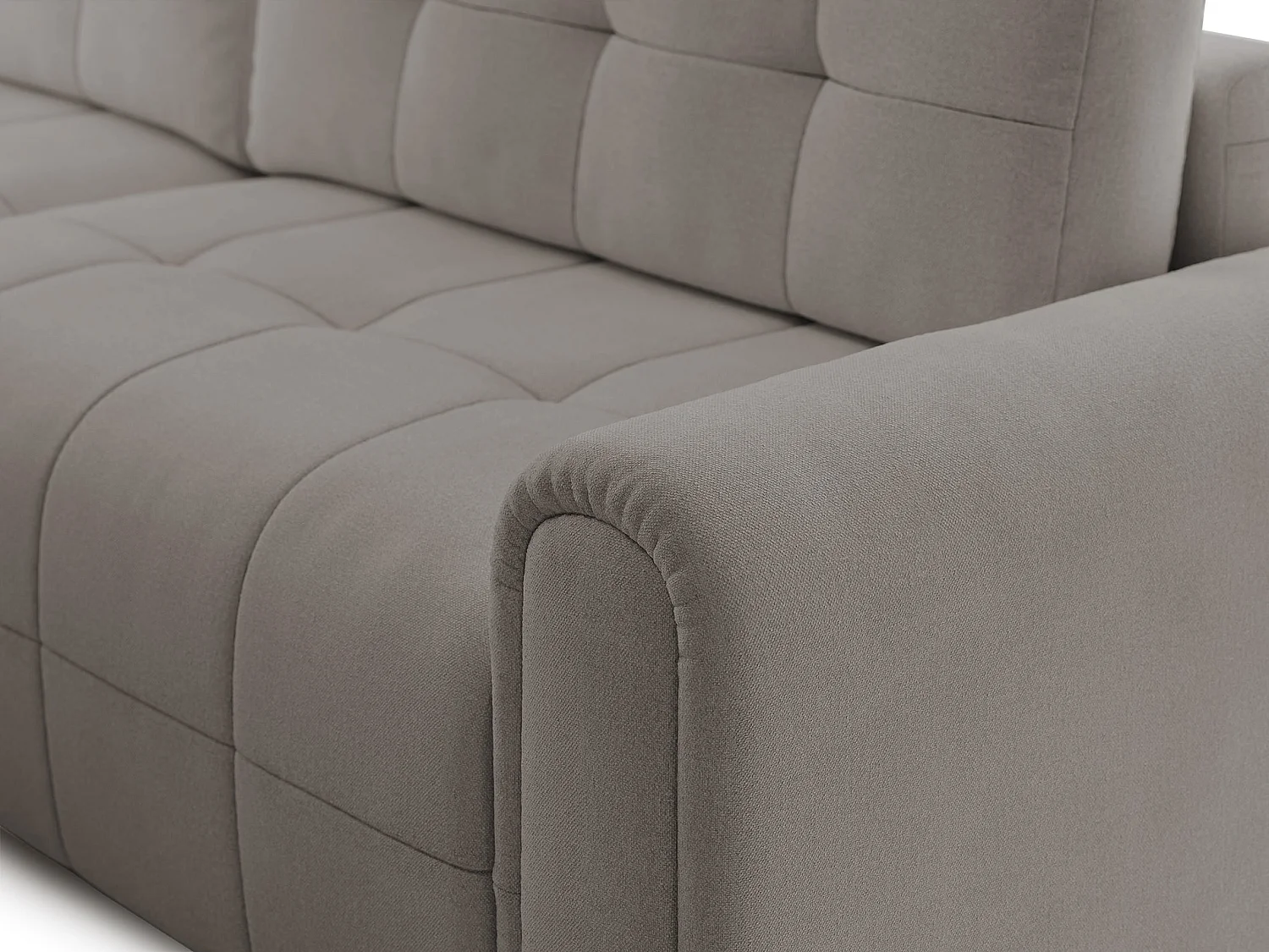 Ecksofa mit Schlaffunktion und Stauraum – links – Chenille – Greige – SIMOLLA