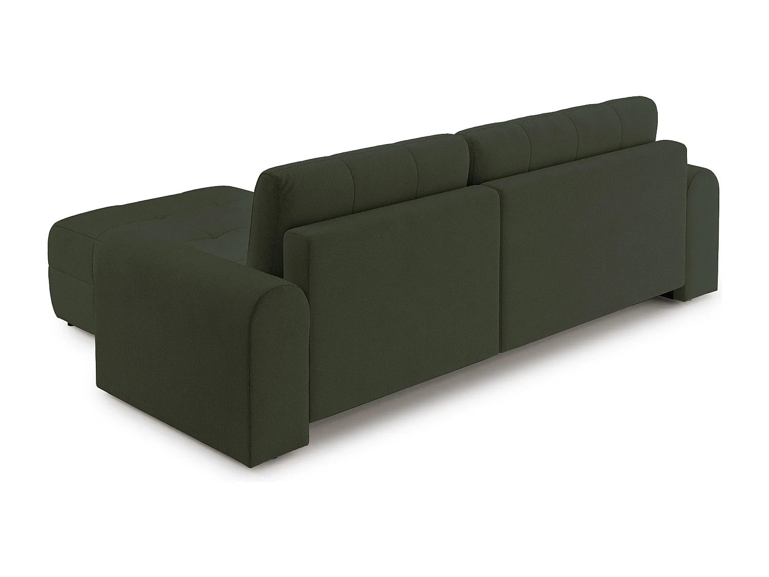 Canapé d’angle – convertible – méridienne – côté droit – vert olive – en chenille – SIMOLLA