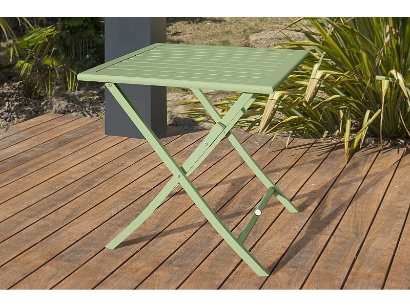 Table de jardin pliante en aluminium vert lagune