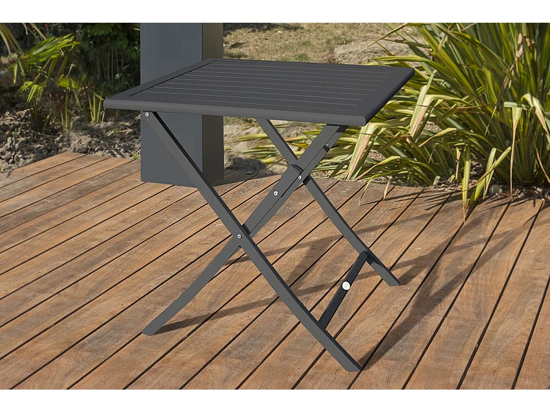 Table de Jardin Pliante "Marius" 70cm Gris Anthracite
