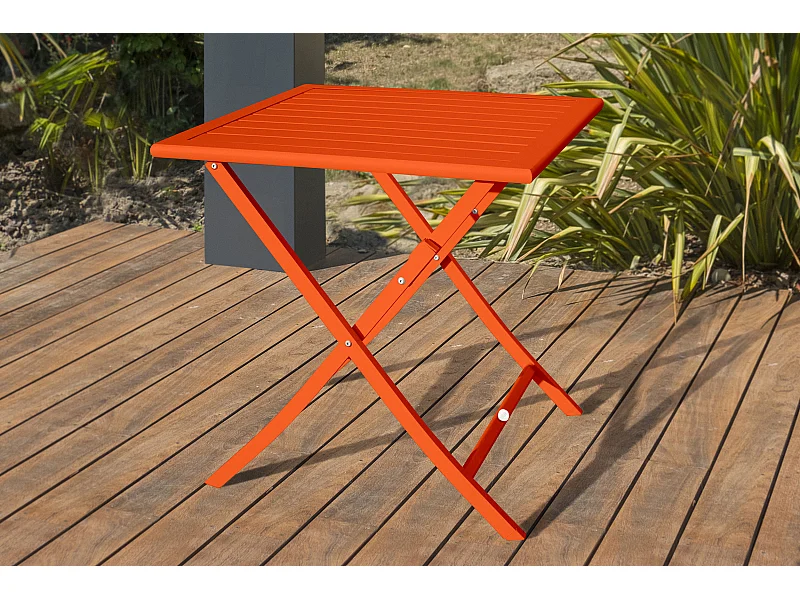 Table de jardin pliante en aluminium orange
