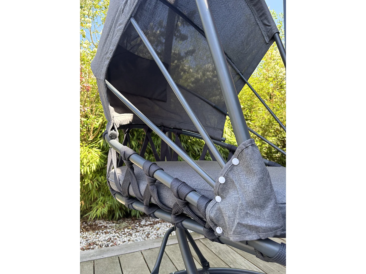 Balancelle de Jardin "Lacanau" 188cm Gris Anthracite