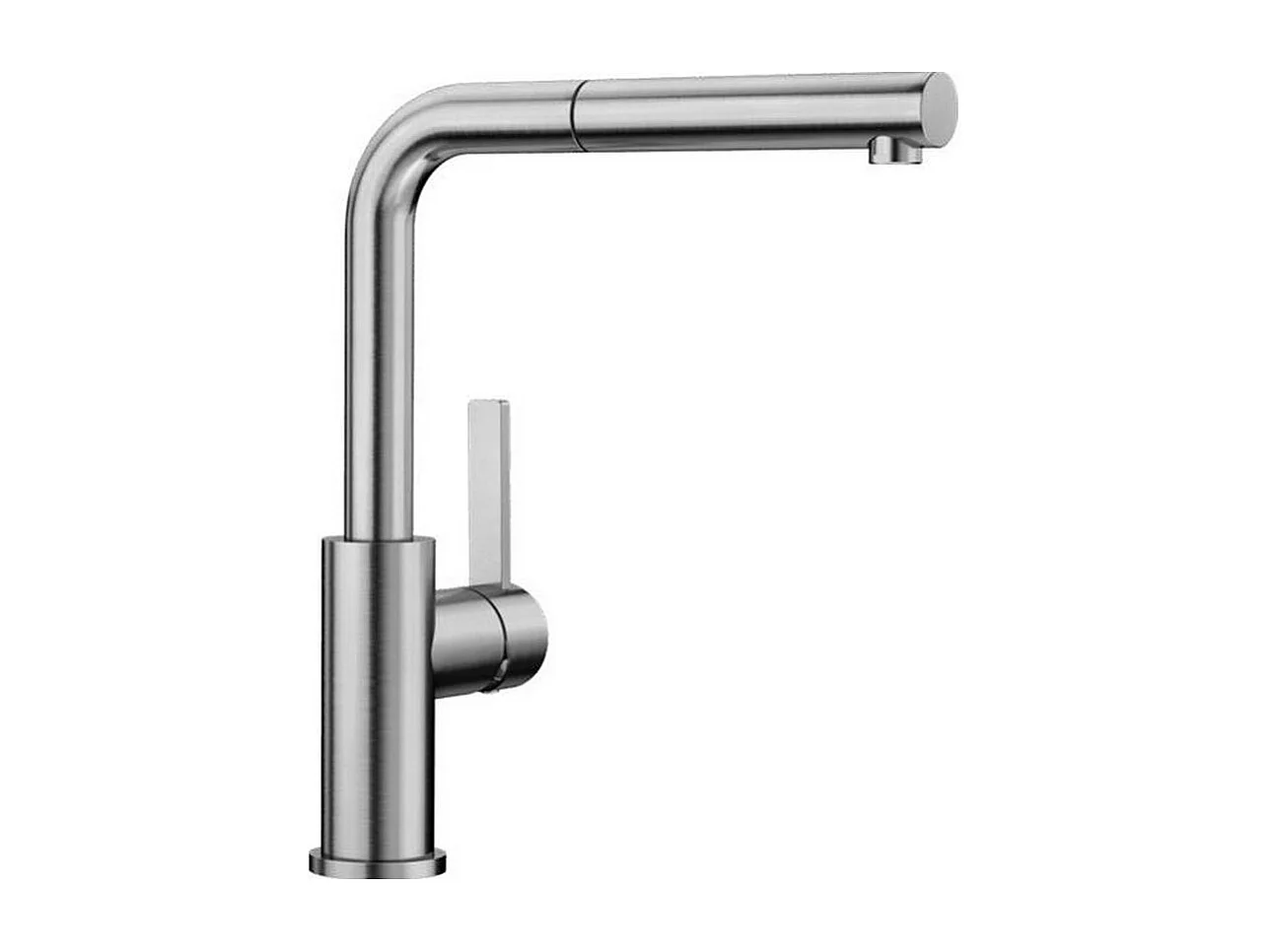 Küchenmischer aus gebürstetem Edelstahl BLANCO LANORA-S mit ausziehbarer Brause und 190° schwenkbarem Auslauf