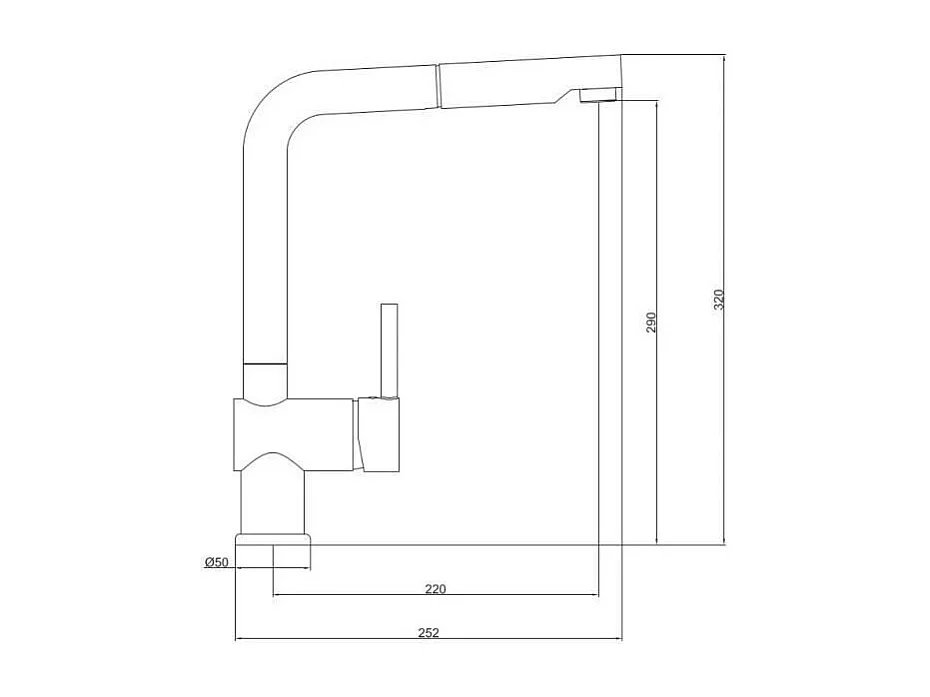 Küchenmischer Matsouko glänzend schwarz mit ausziehbarer Brause und Keramikkartusche Ø40 mm