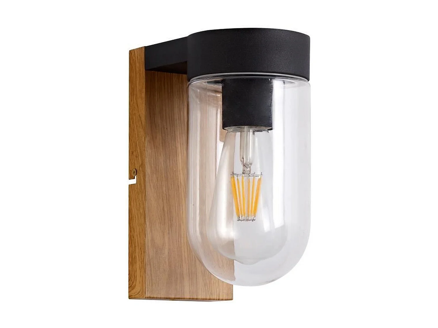 Applique extérieure CABAR - BRILLIANT - bois foncé/noir - métal/verre E27 1x40W