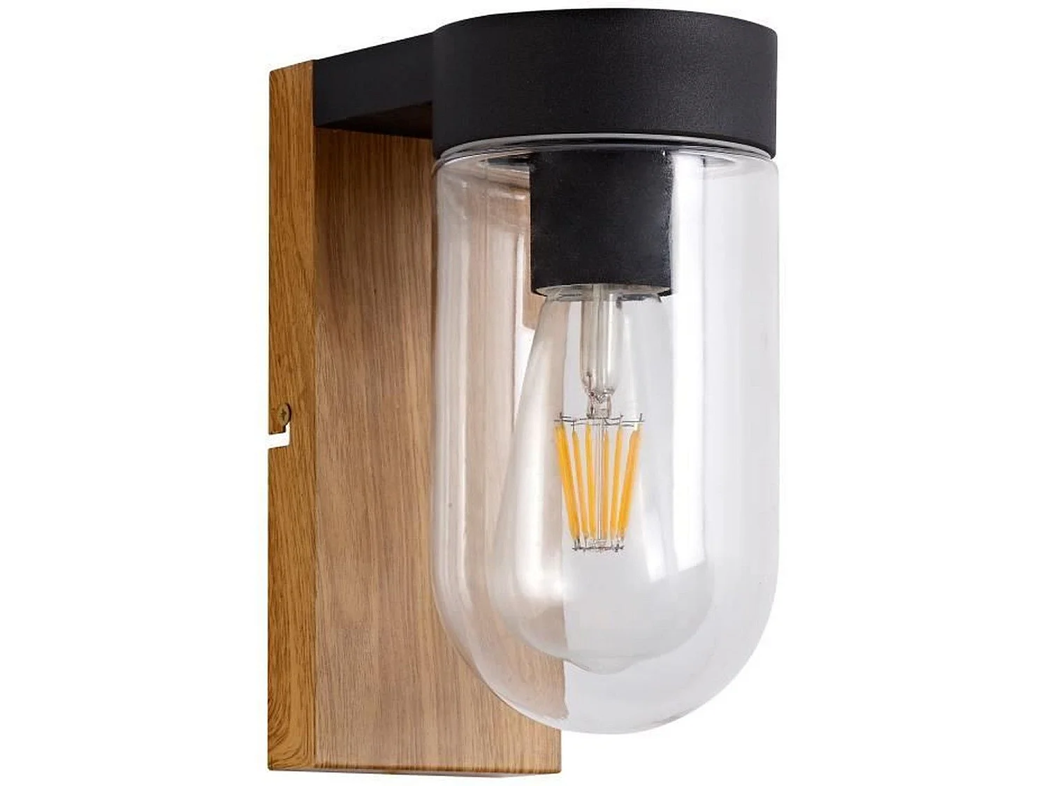 Applique extérieure CABAR - BRILLIANT - bois foncé/noir - métal/verre E27 1x40W