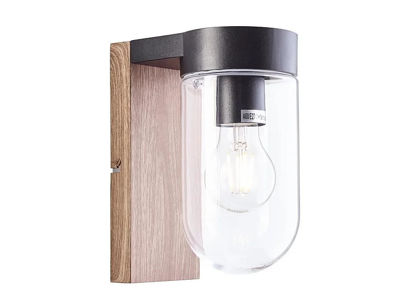 Applique extérieure CABAR - BRILLIANT - bois foncé/noir - métal/verre E27 1x40W