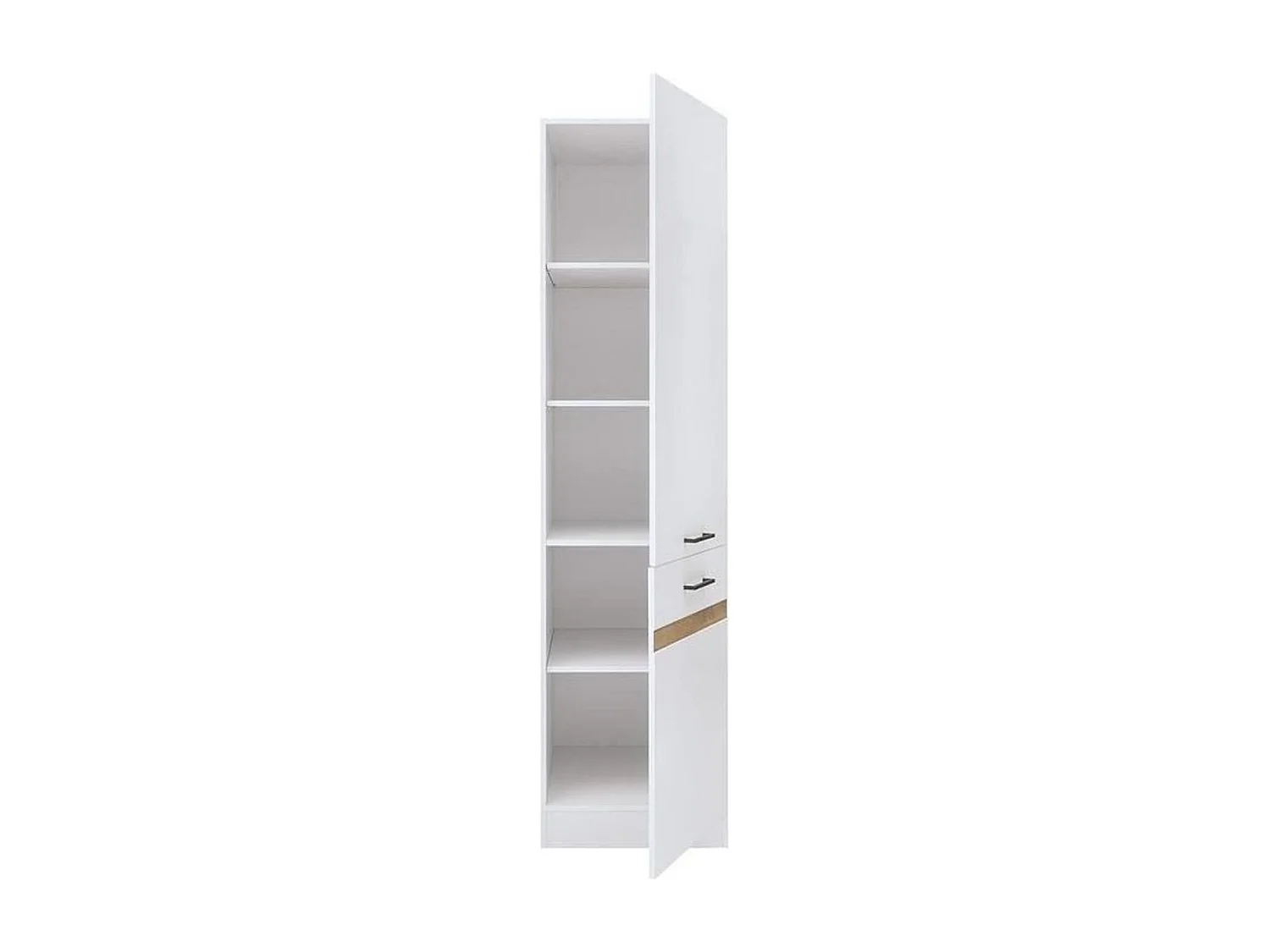 Küchenhochschrank JUNONA 2 Türen Rechtsanschlag Hochglanz Weiß 50x196x46 cm mit Soft-Close