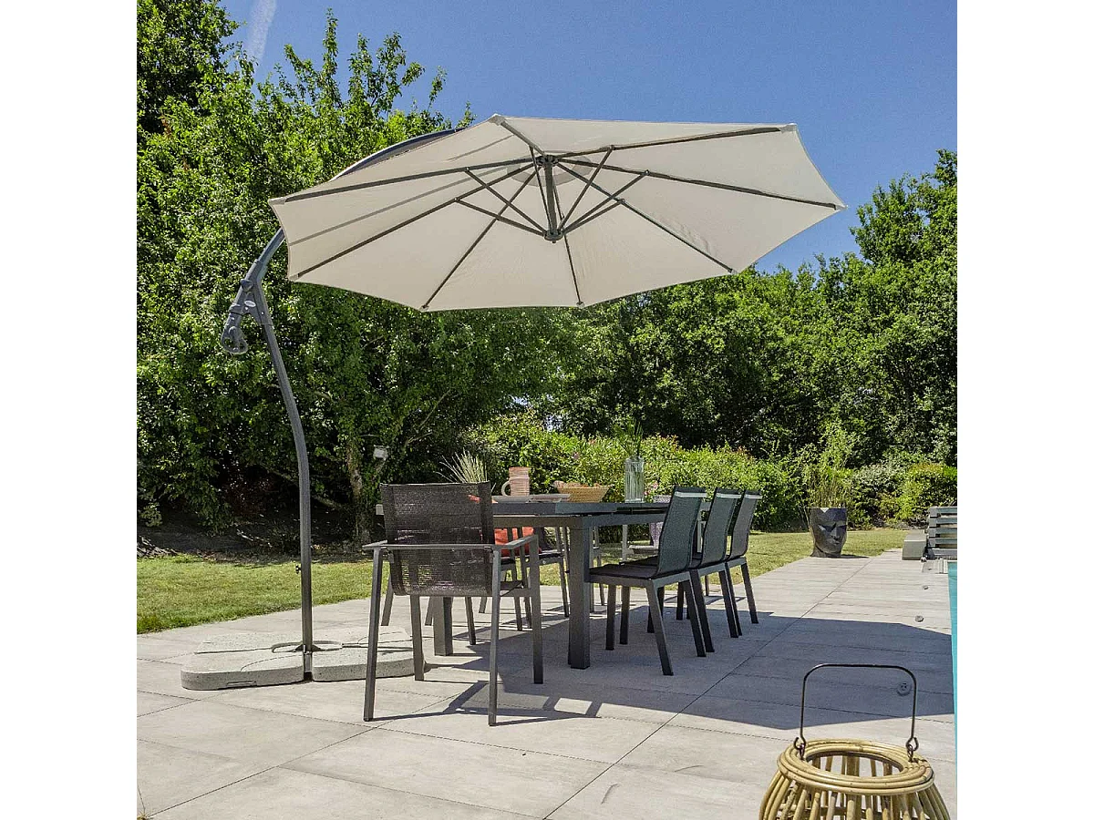 Parasol Déporté à Manivelle "Malaga" 300cm Gris