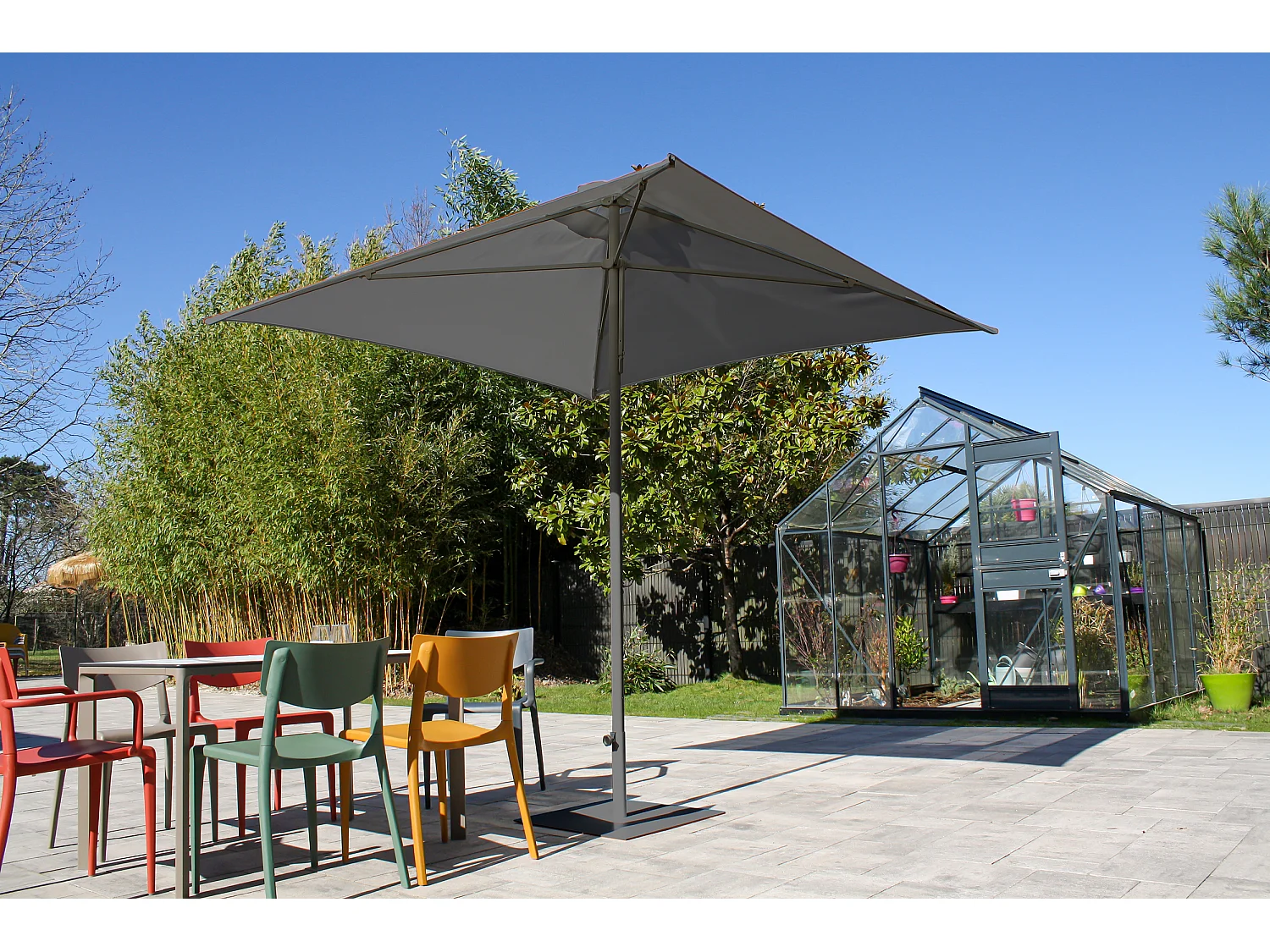 Parasol Ouverture Push-Up "Eolo" 250cm Gris Anthracite