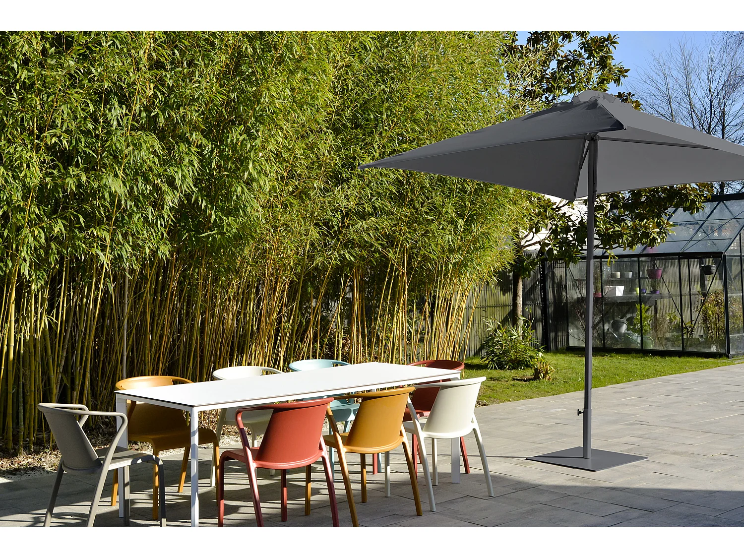 Parasol Ouverture Push-Up "Eolo" 250cm Gris Anthracite