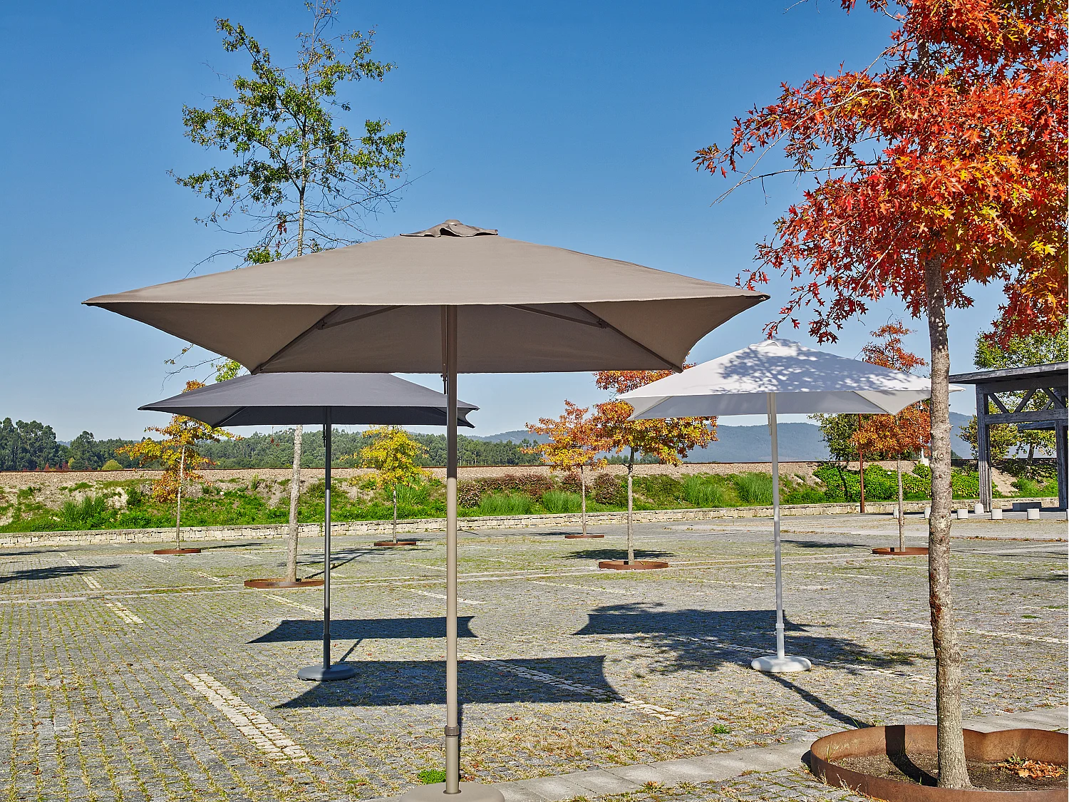Parasol Ouverture Push-Up "Eolo" 250cm Gris Anthracite