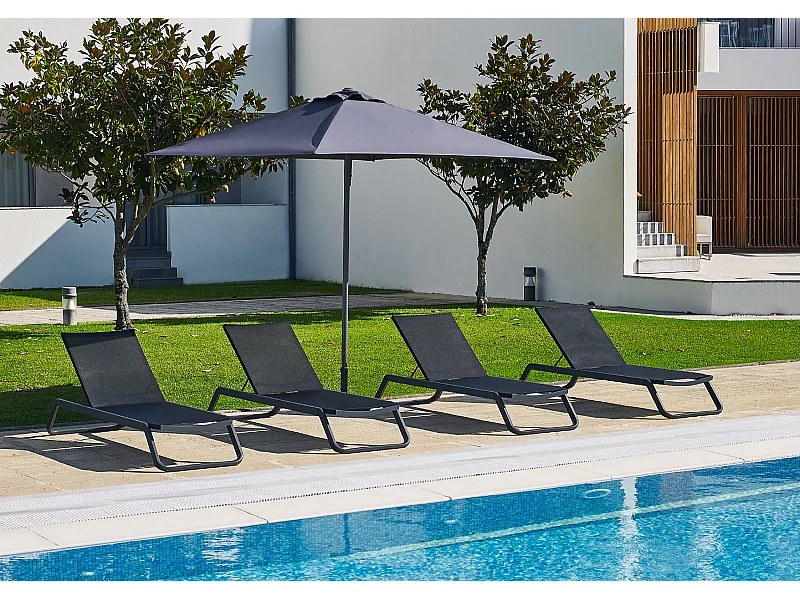Parasol Ouverture Push-Up "Eolo" 250cm Gris Anthracite