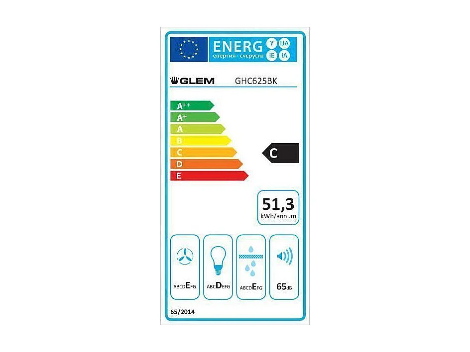 Hotte visière 250m³/h GLEM 60cm, GHC625BK