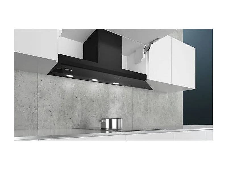 Hotte décor murale avec finition en verre SIEMENS - LJ97BAM60 - L87,7cm/P29,8cm/34cm - Noir